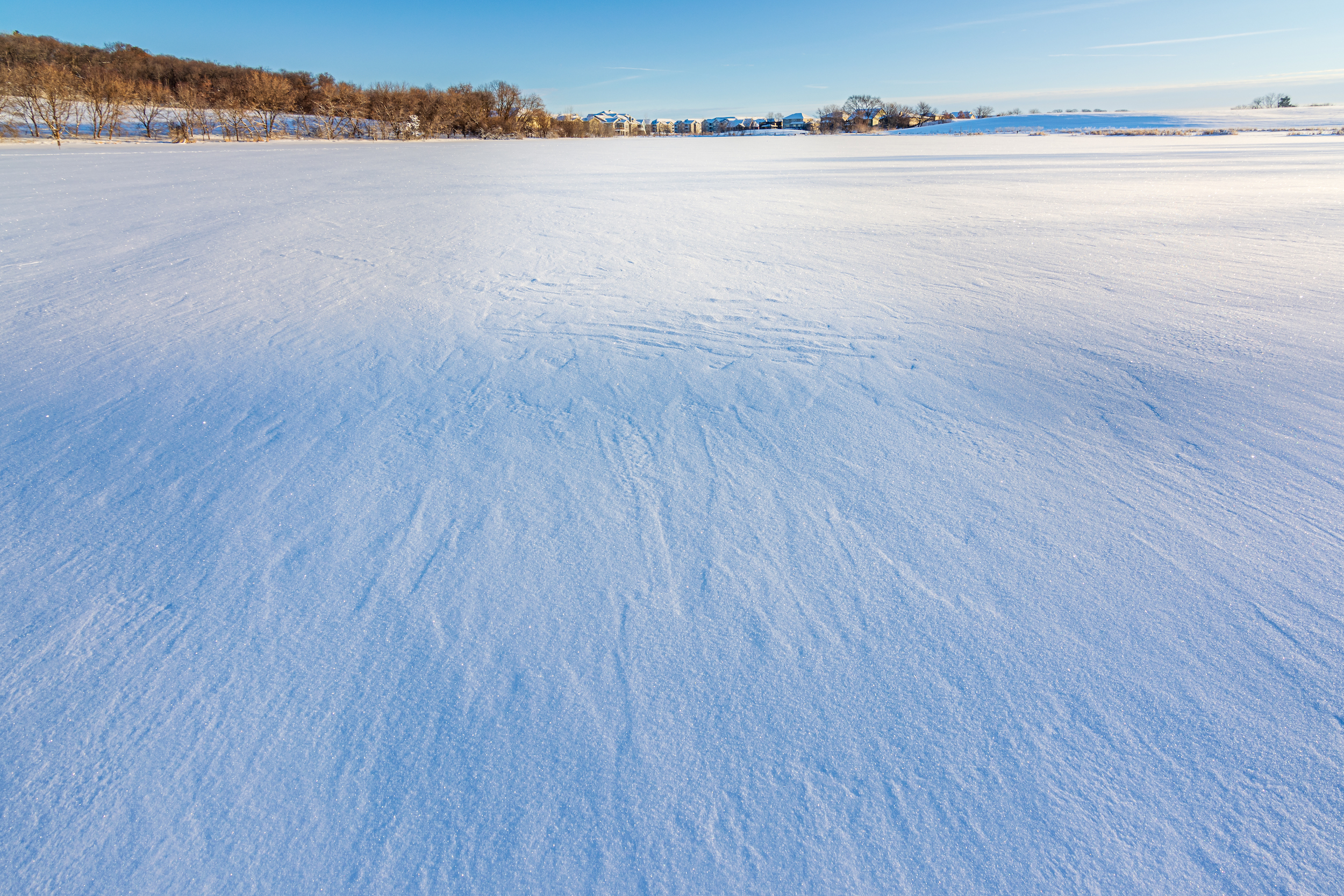 The view from the middle of a frozen Graber Pond in Middleton, Wis. on Feb. 1, 2021.
