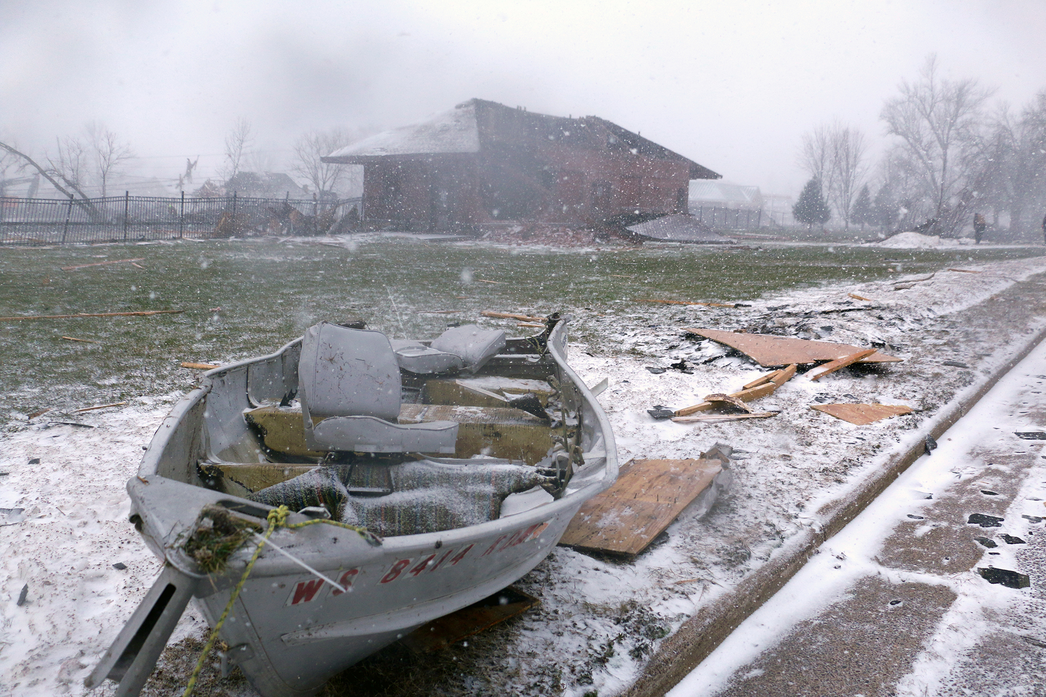Storm damage is seen in Stanley, Wis. on Thursday, Dec. 16, 2021