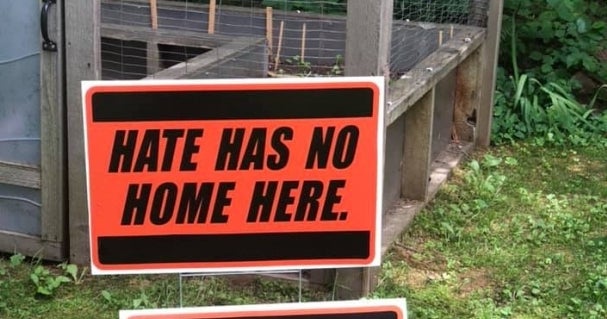 "Hate has no home here" signs in Wisconsin