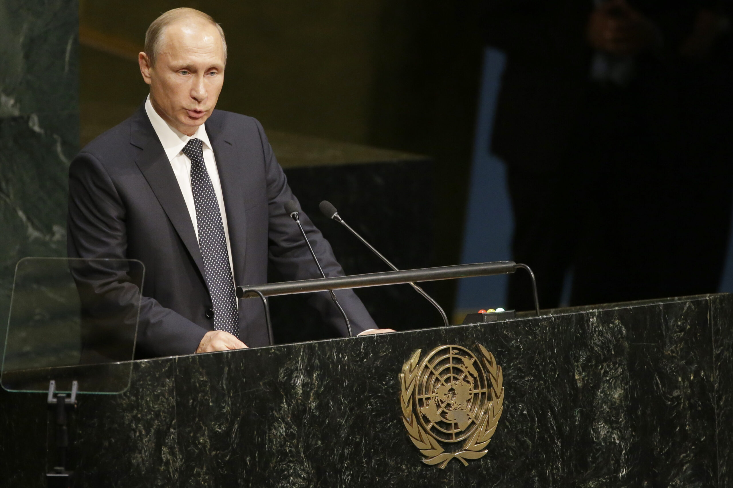 Russian President President Vladimir Putin speaking