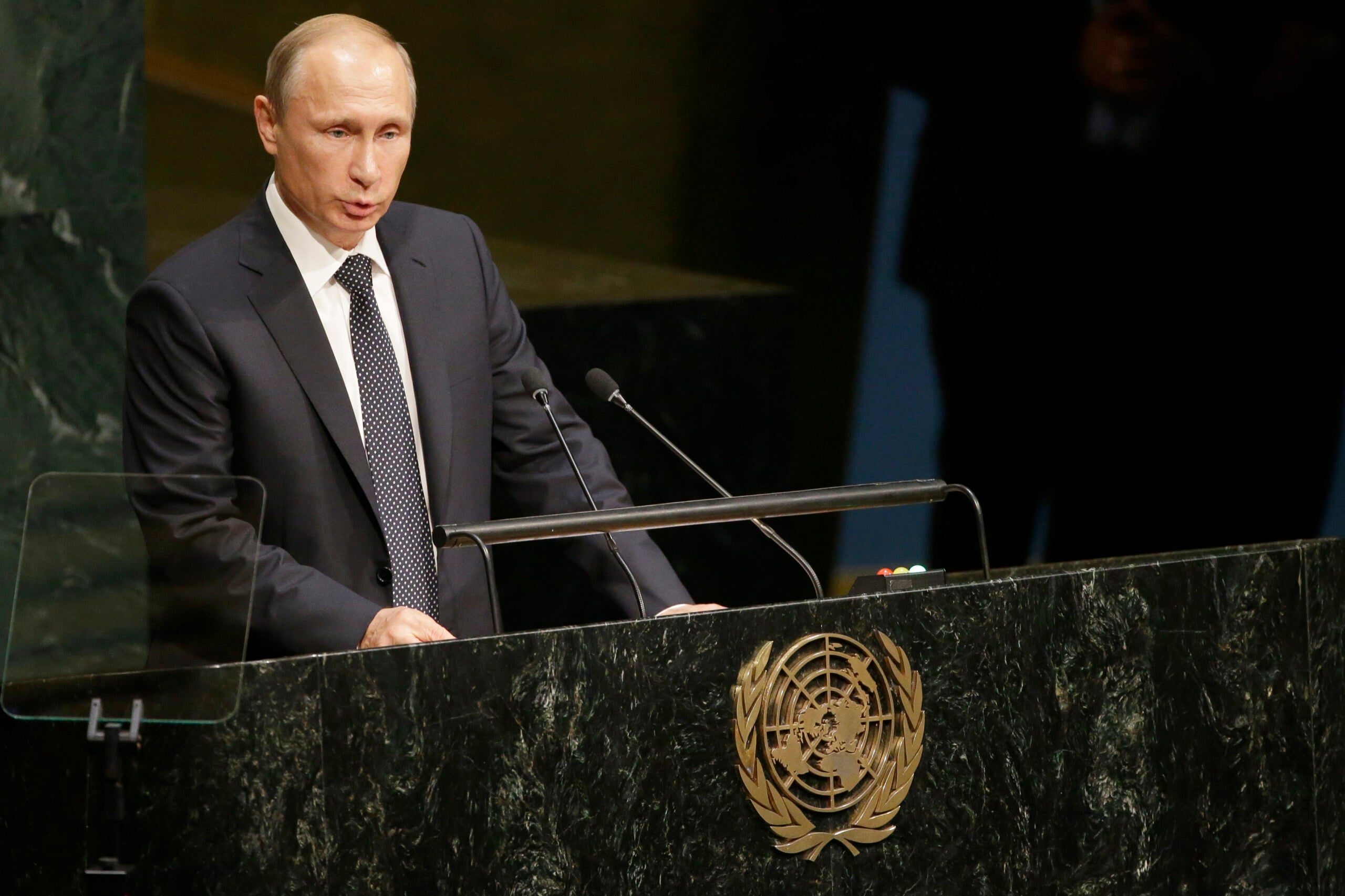 Russian President President Vladimir Putin speaking