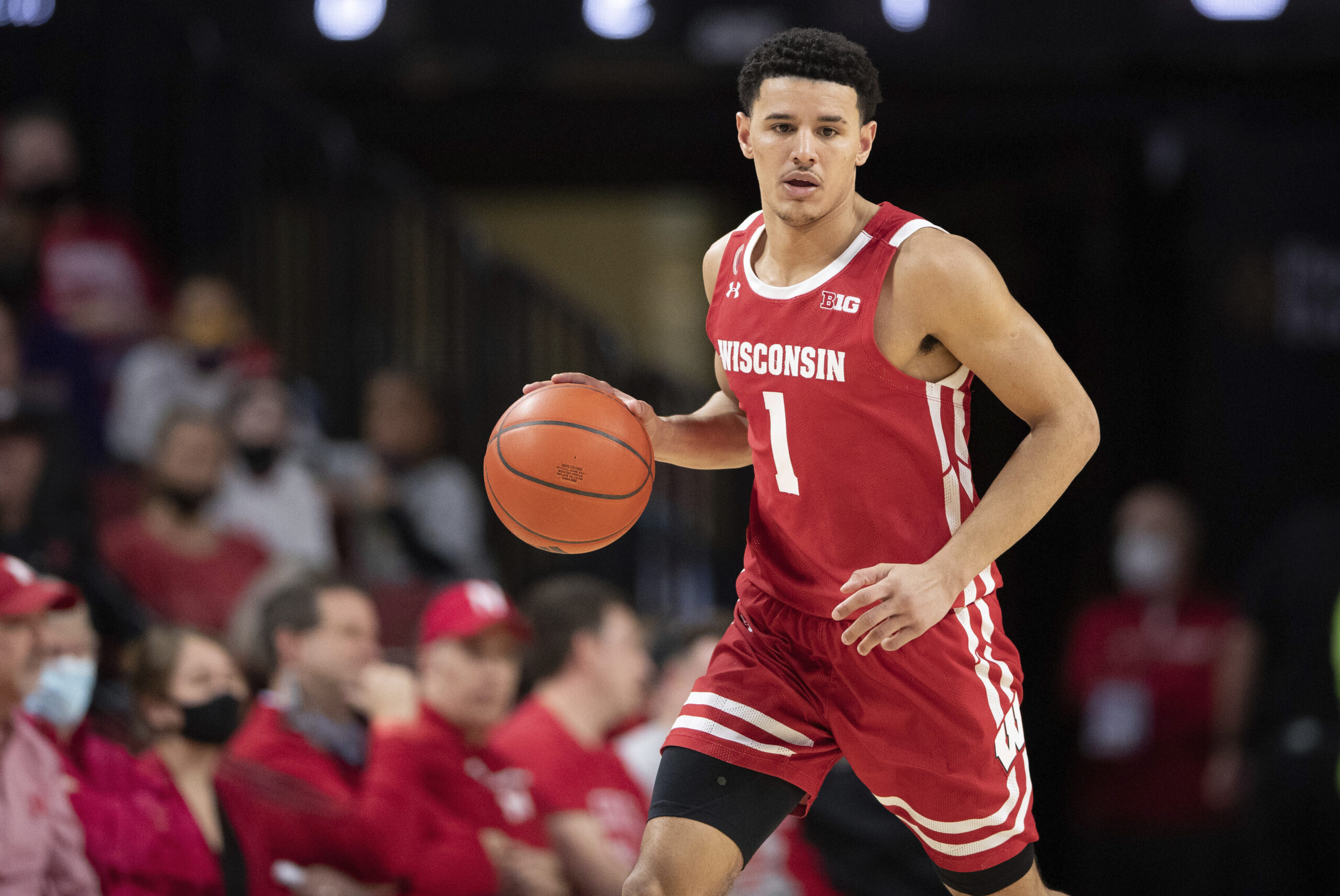 Wisconsin's Jonathan Davis plays against Nebraska