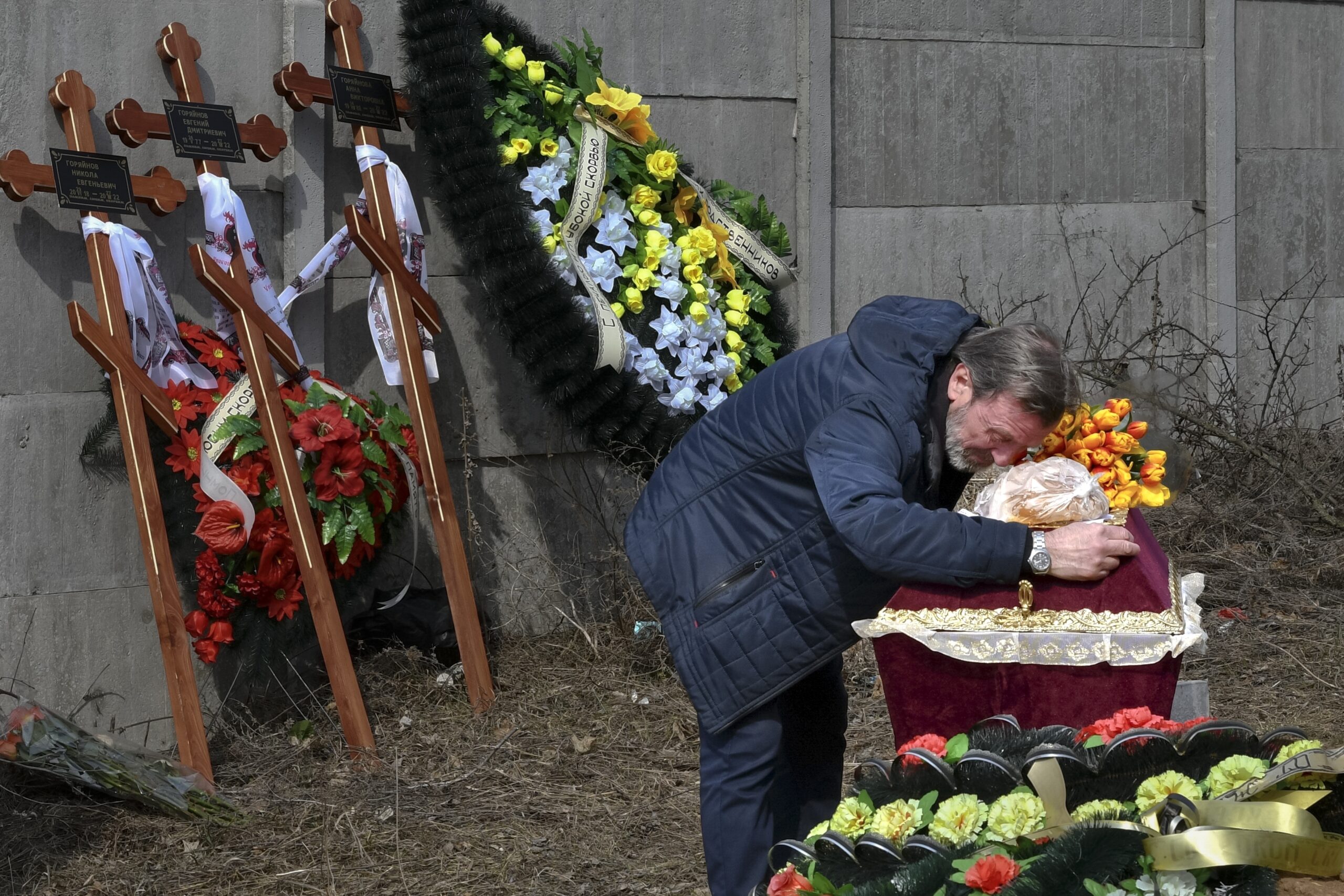 The war-related death of a child and his family is mourned in Ukraine.