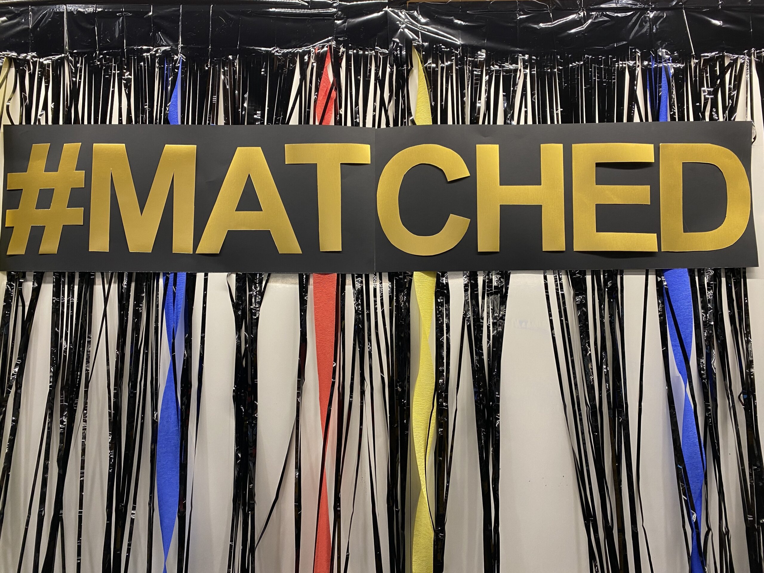 A decorative backdrop is displayed at the University of Wisconsin School of Medicine and Public Health’s 2022 Match Day event on Friday