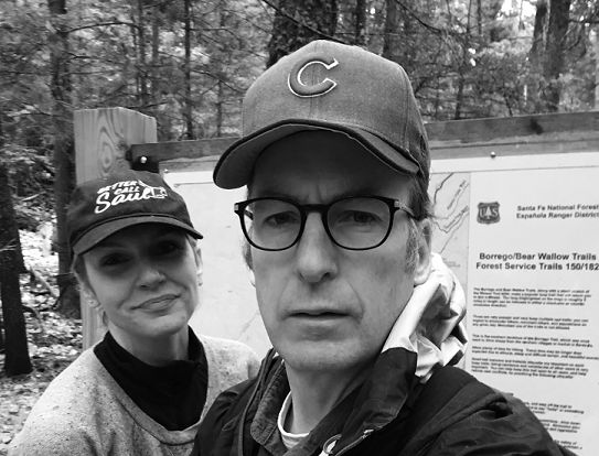 (L to R) Rhea Seehorn, Bob Odenkirk on location for "Better Call Saul"