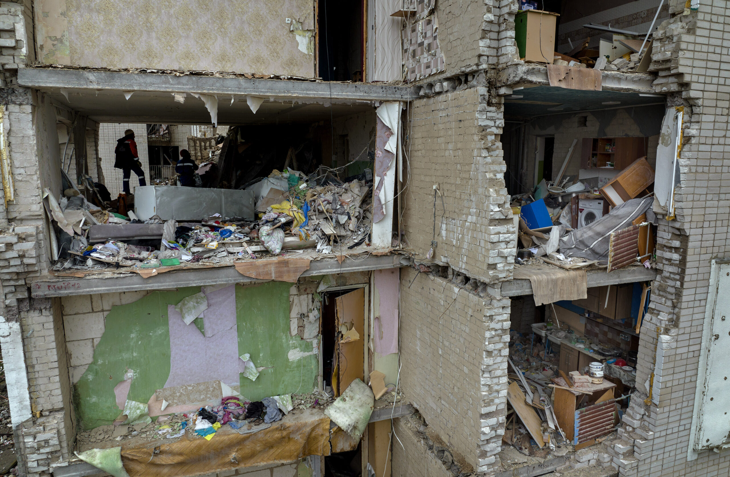 Bombed building in Chernihiv, Ukraine