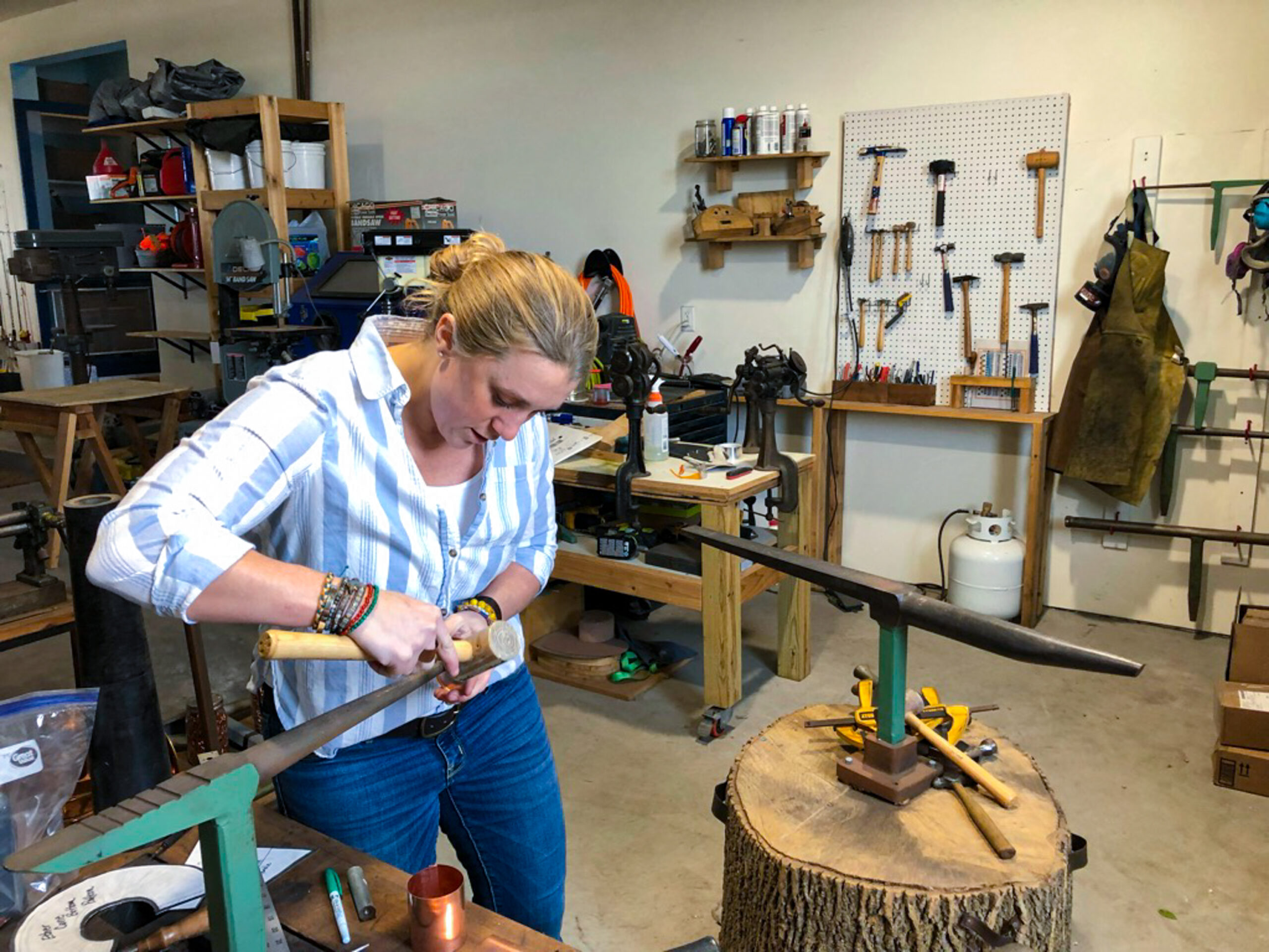 Sarah Working in her shop.