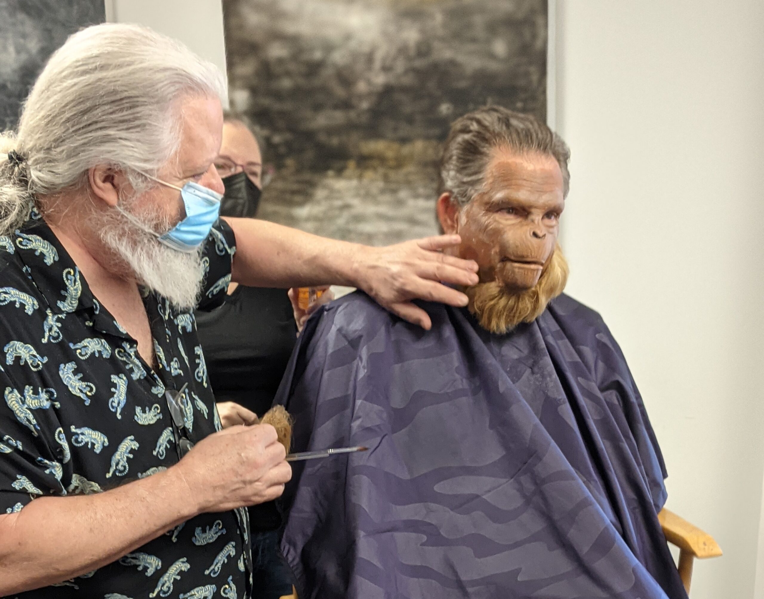 Dana Gould having his Dr. Zaius makeup applied