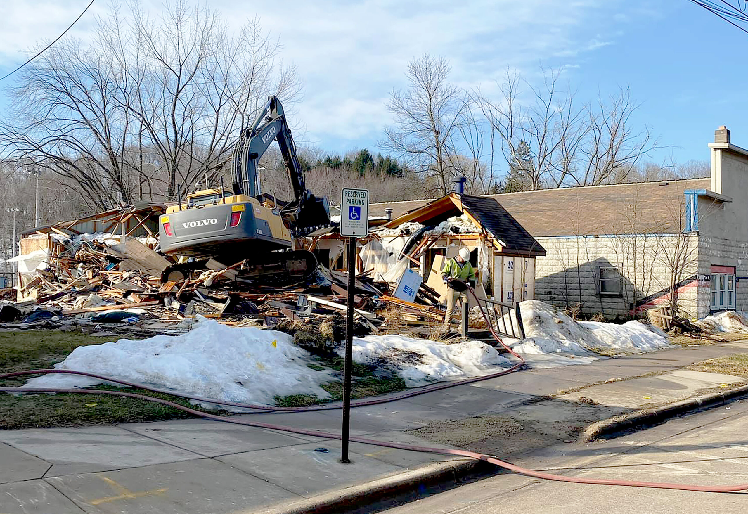 A building being demolished in Rock Springs
