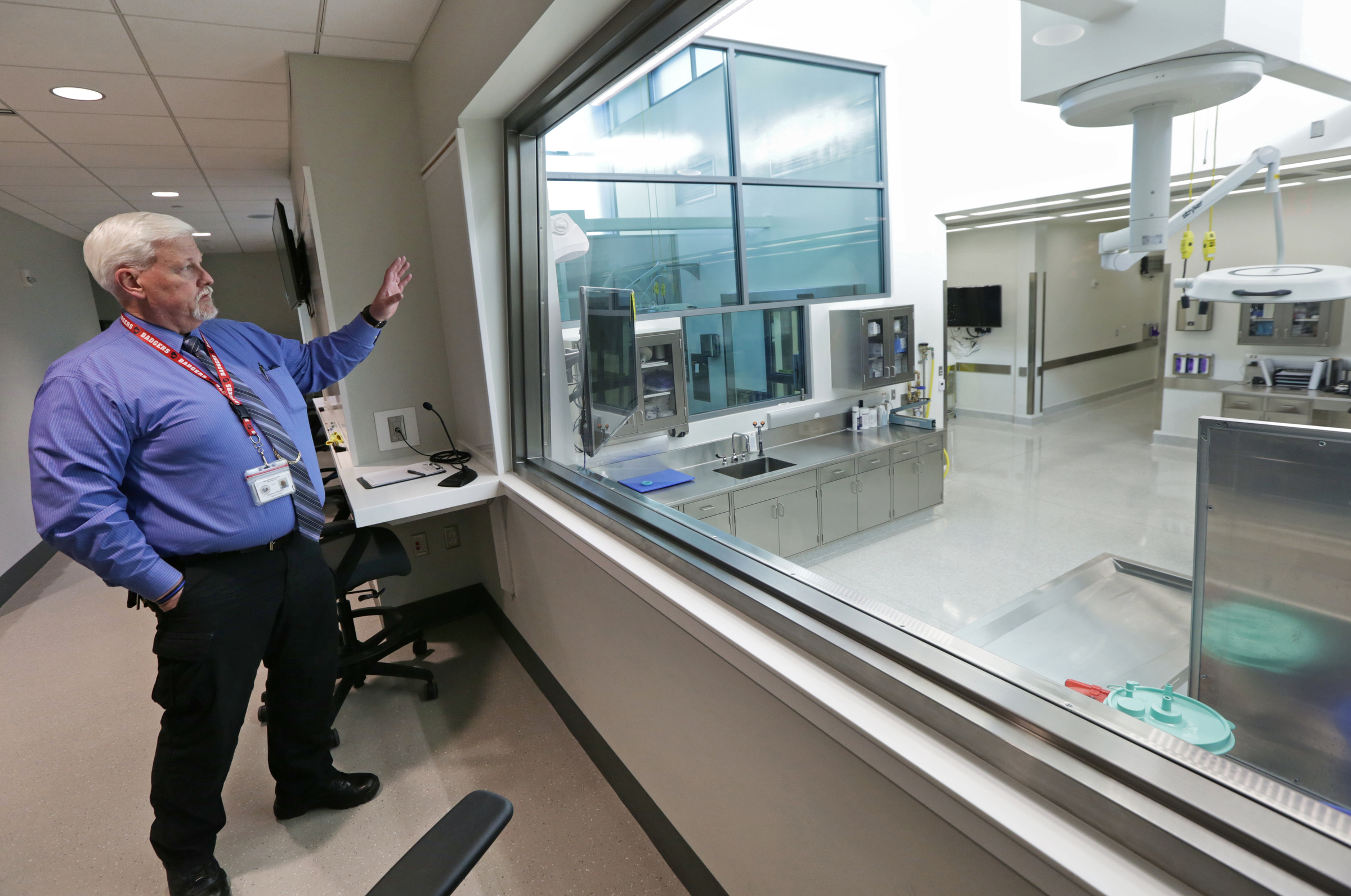 Barry Irmen is shown outside of an autopsy room in Madison