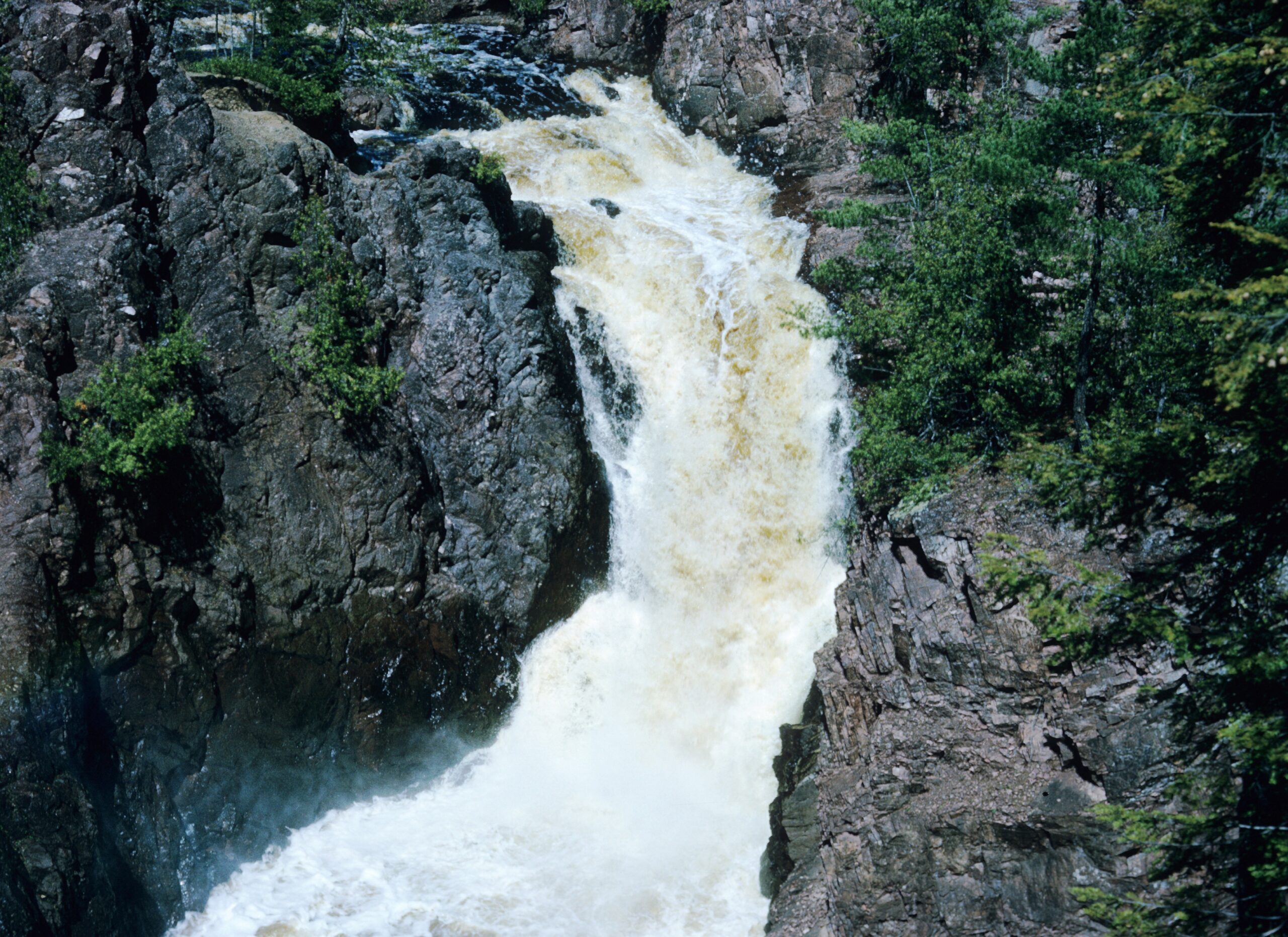 Copper Falls Waterfall at Copper Falls State Park northeast of Mellen