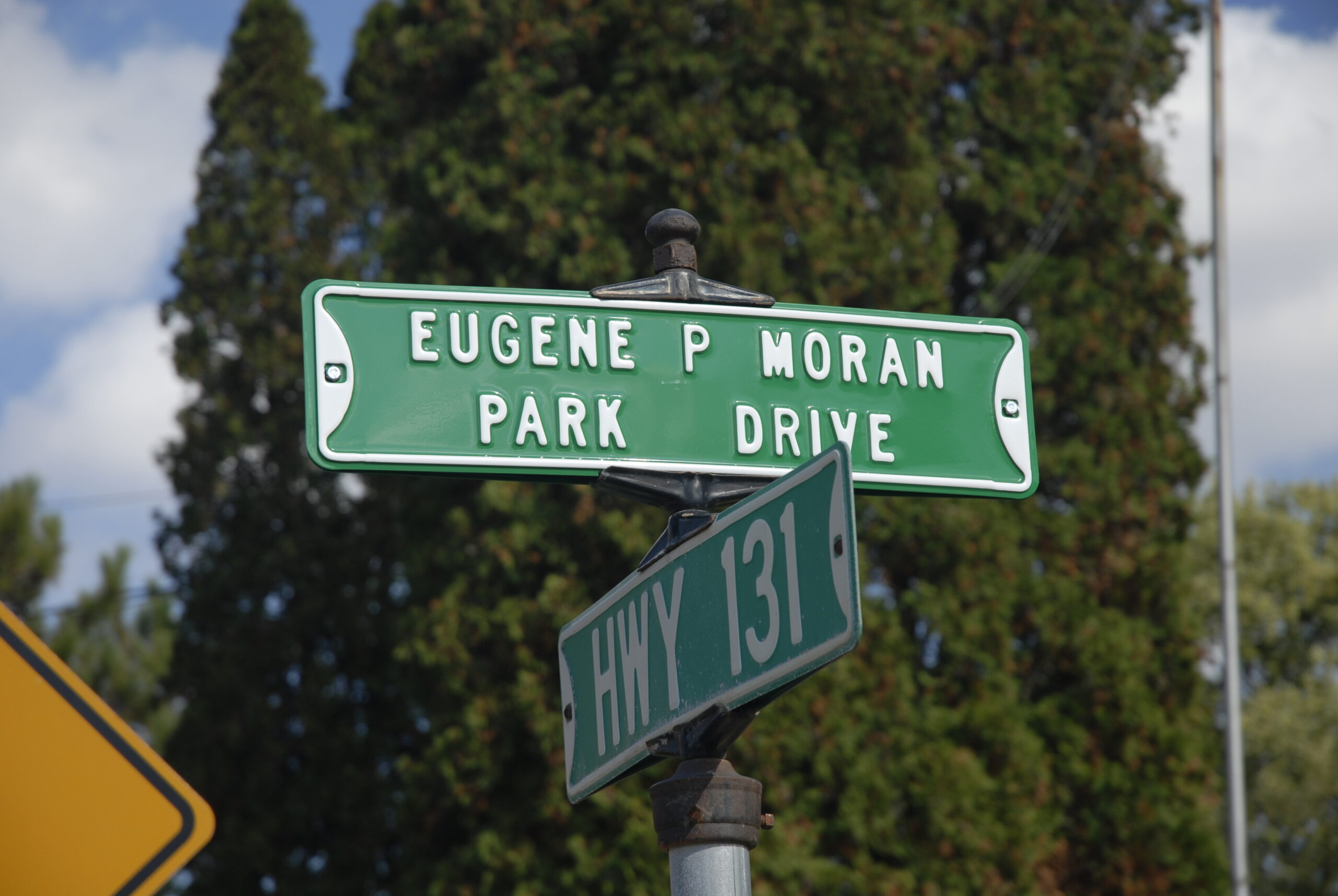 A street sign showing a street named after Gene Moran