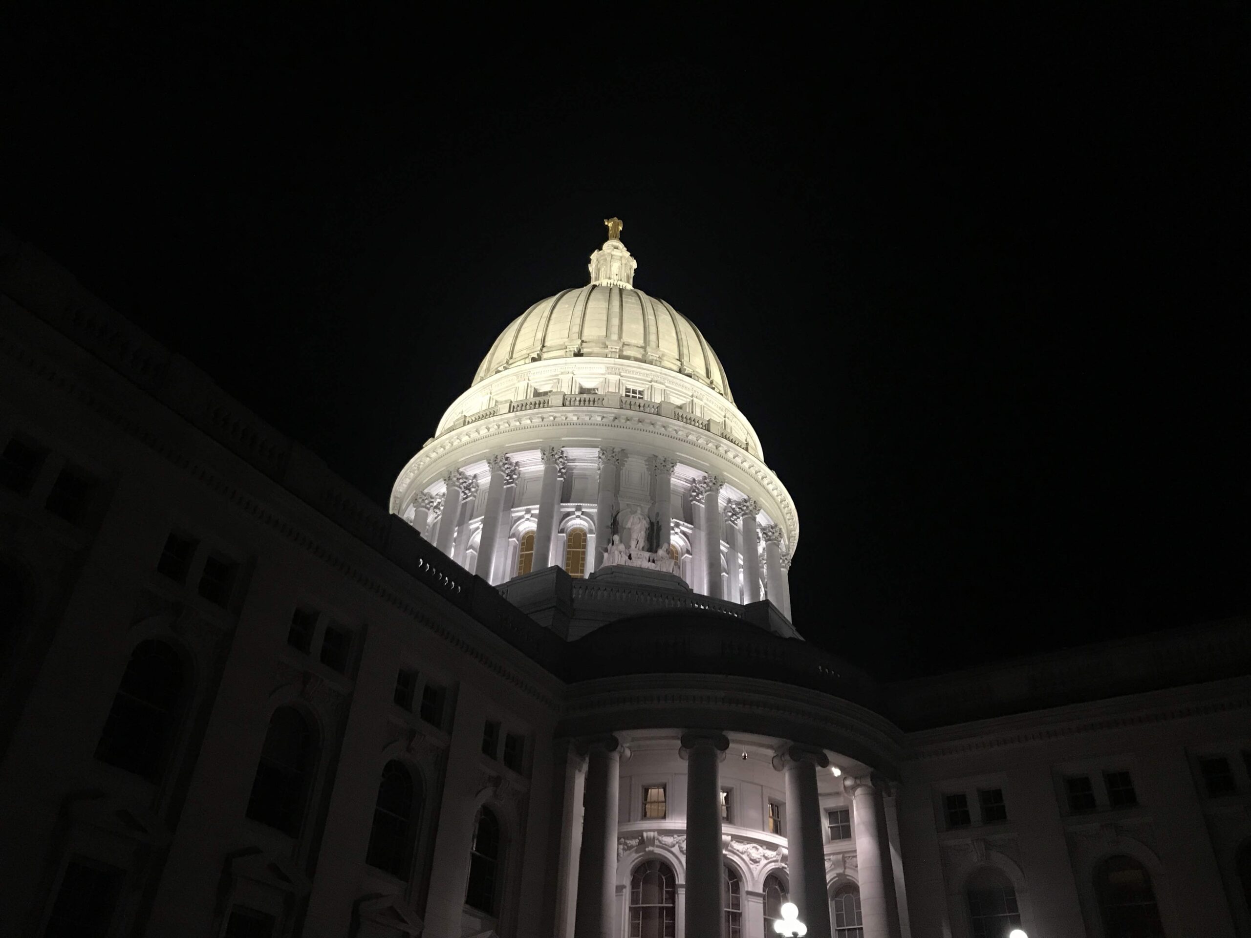 Wisconsin state Capitol at night