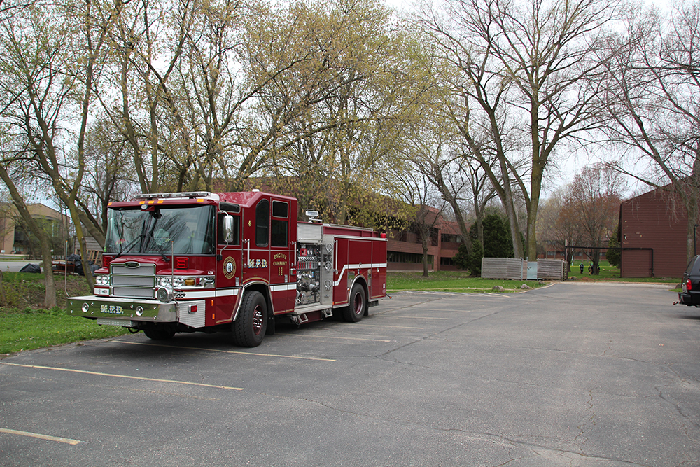 The Madison Fire Department responds to a call at Wisconsin Family Action offices in Madison, where a fire broke out that police are investigating as 