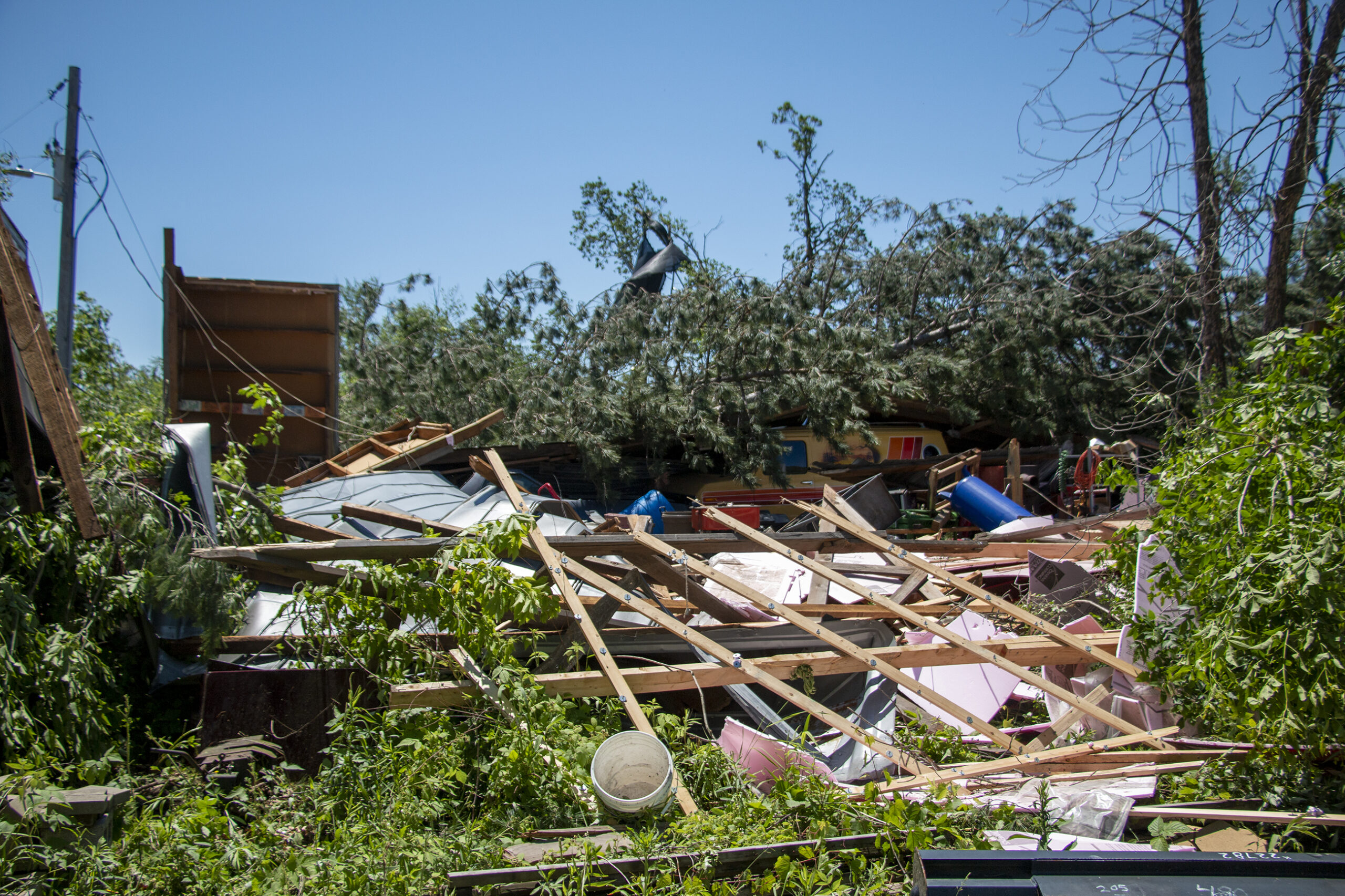 Harry Myer wasn't home when a tornado swept through his 34-acre rural property