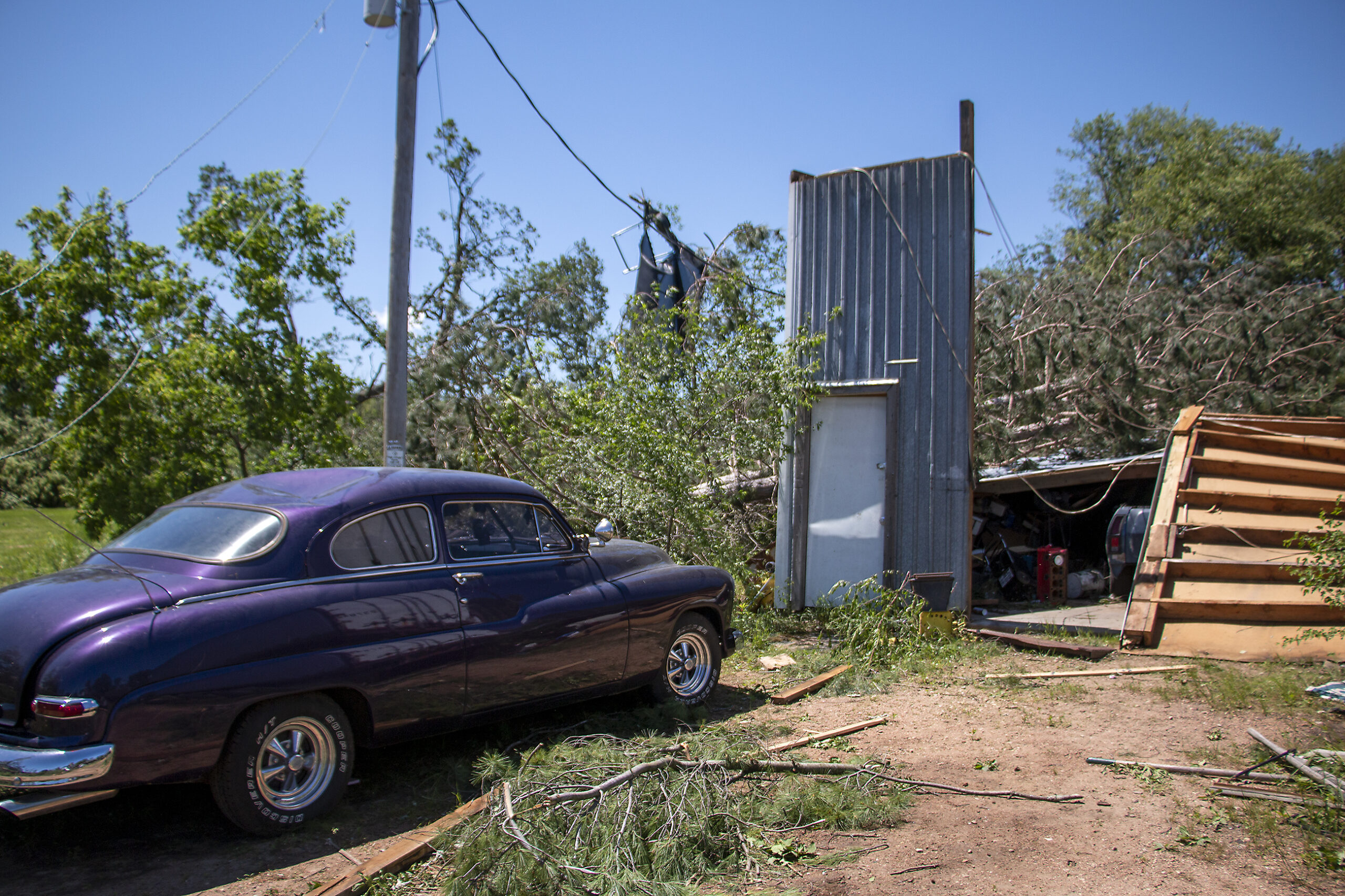 The tornado that tore through Monroe County resident Harry Myer's property lifted a carport