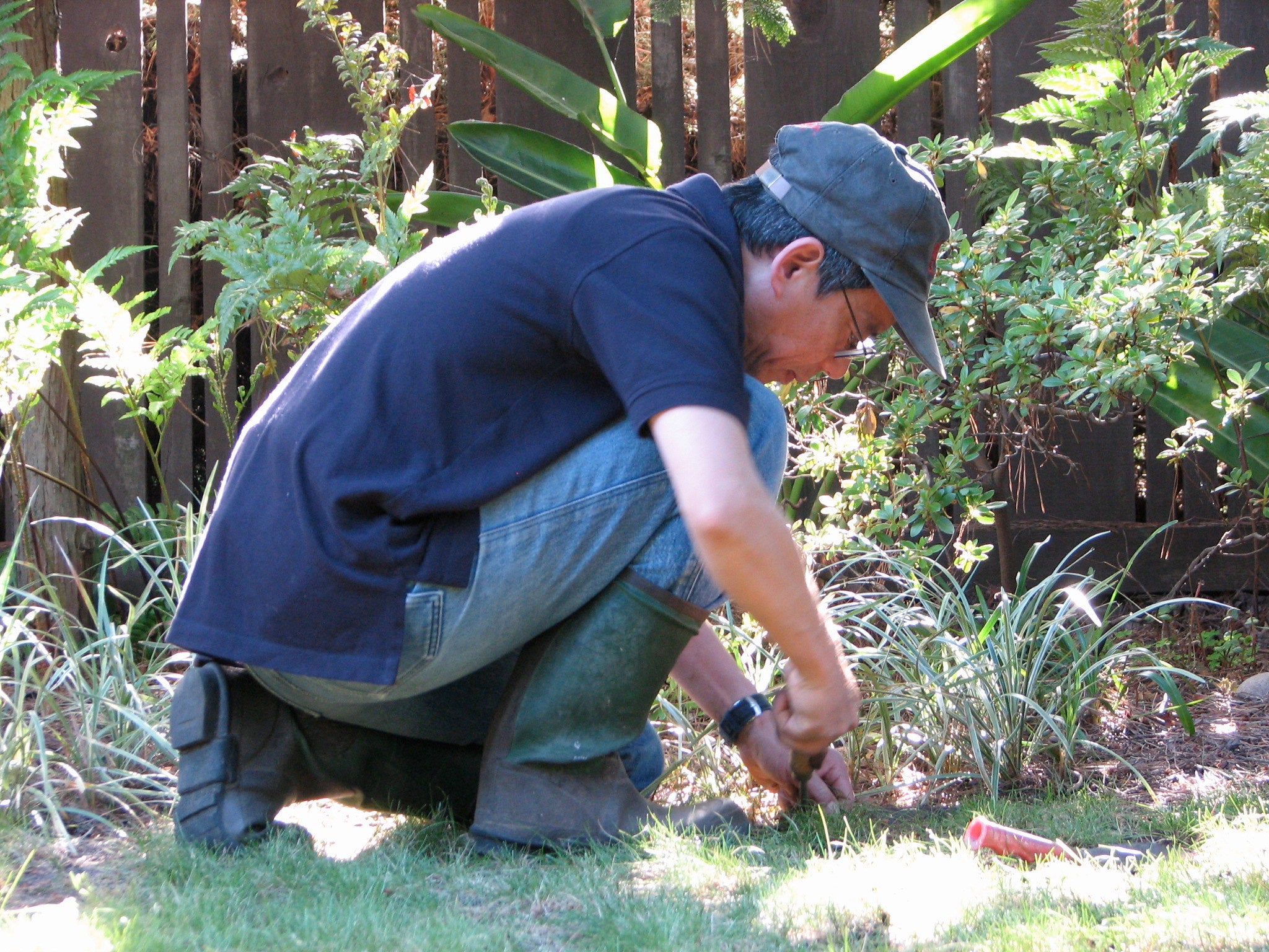 Man working in his garden.