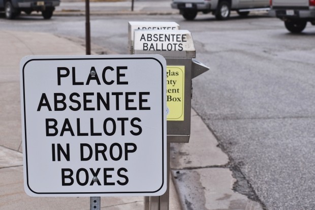 Superior has a drop box for absentee ballots outside the city's government center polling location. 