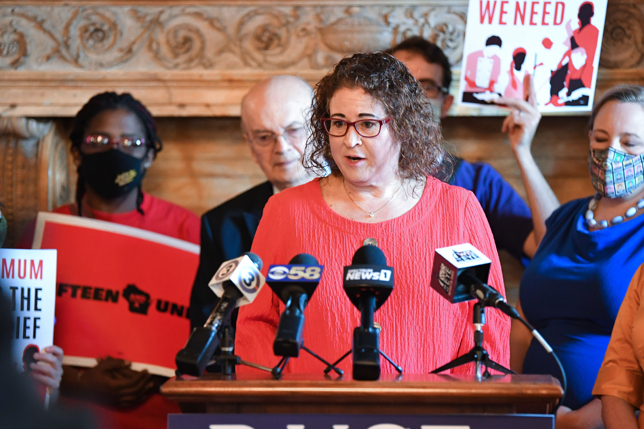 State Rep. Lisa Subeck, D-Madison, speaks during a press conference