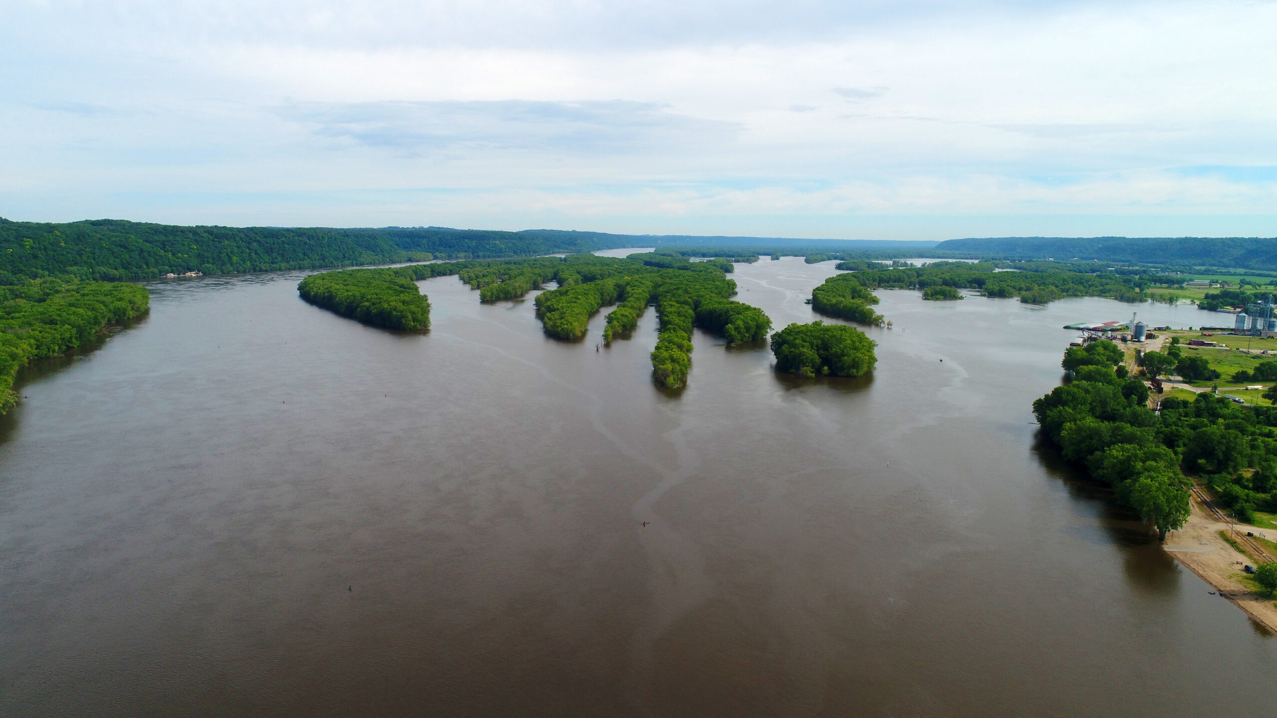 The Mississippi River from St. Feriole Island Park in Prairie du Chien, Wisconsin on June 22, 2017