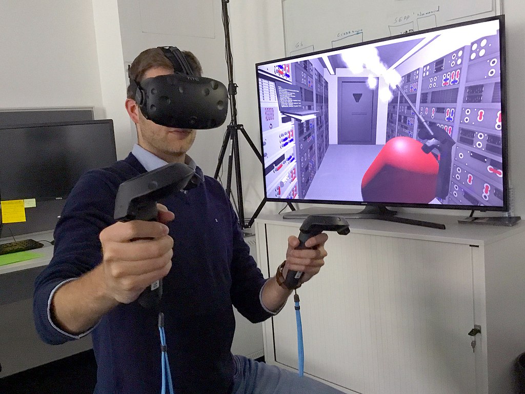 Man using virtual reality.
