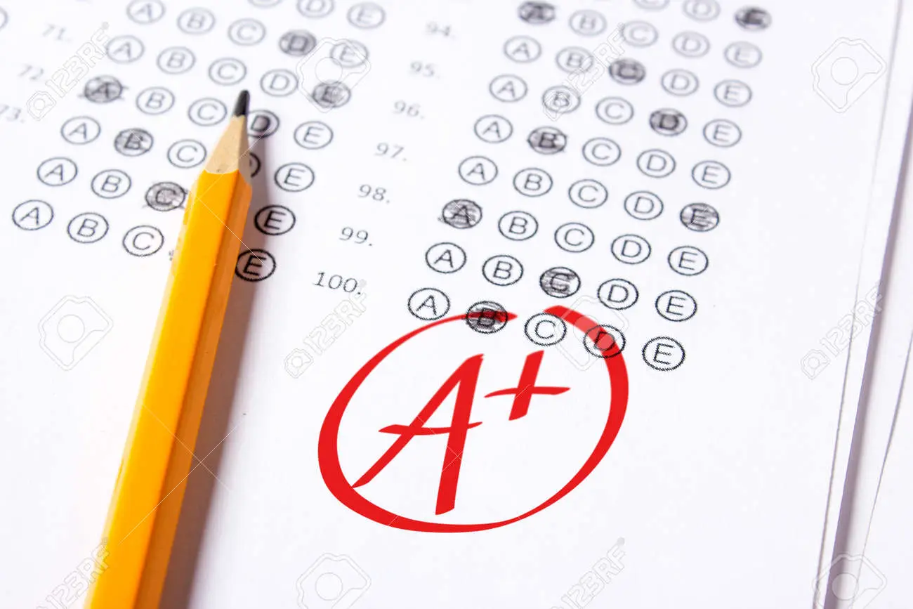 A photo of an A+ on a test