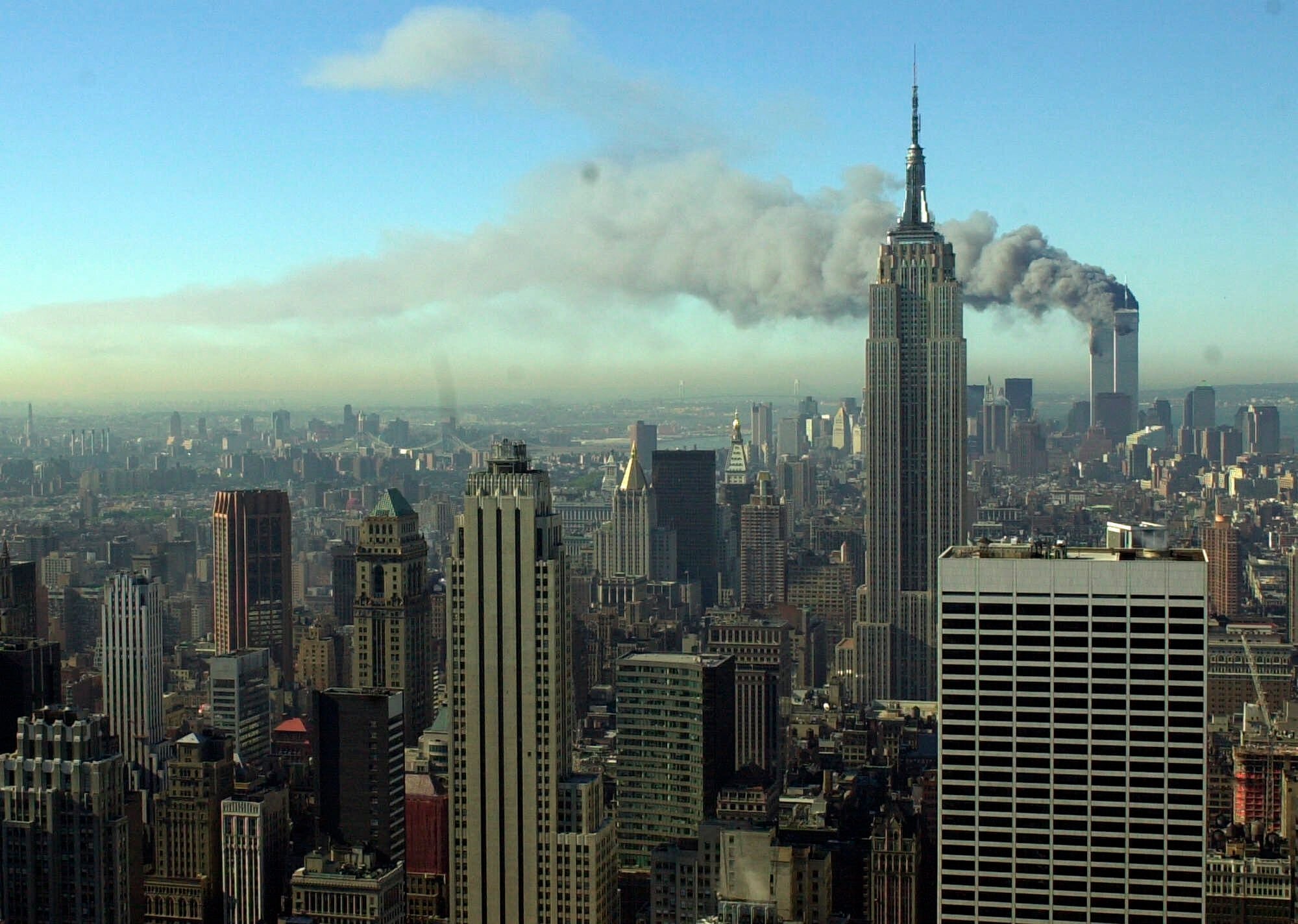 Smoking billowing from the World Trade Center after 2001 attack