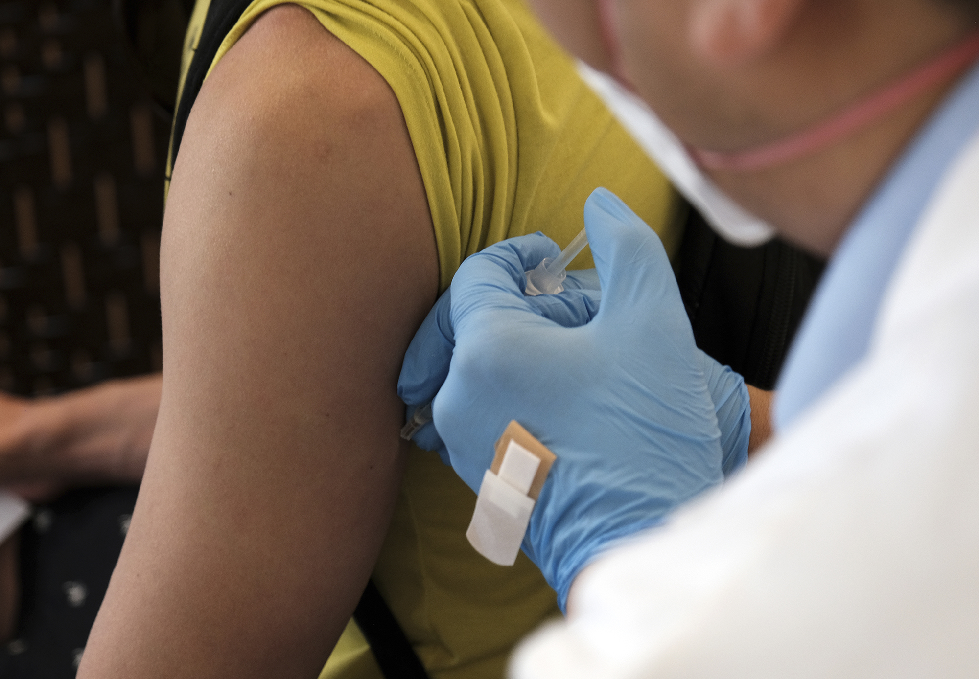 A patient receives a Monkeypox vaccination