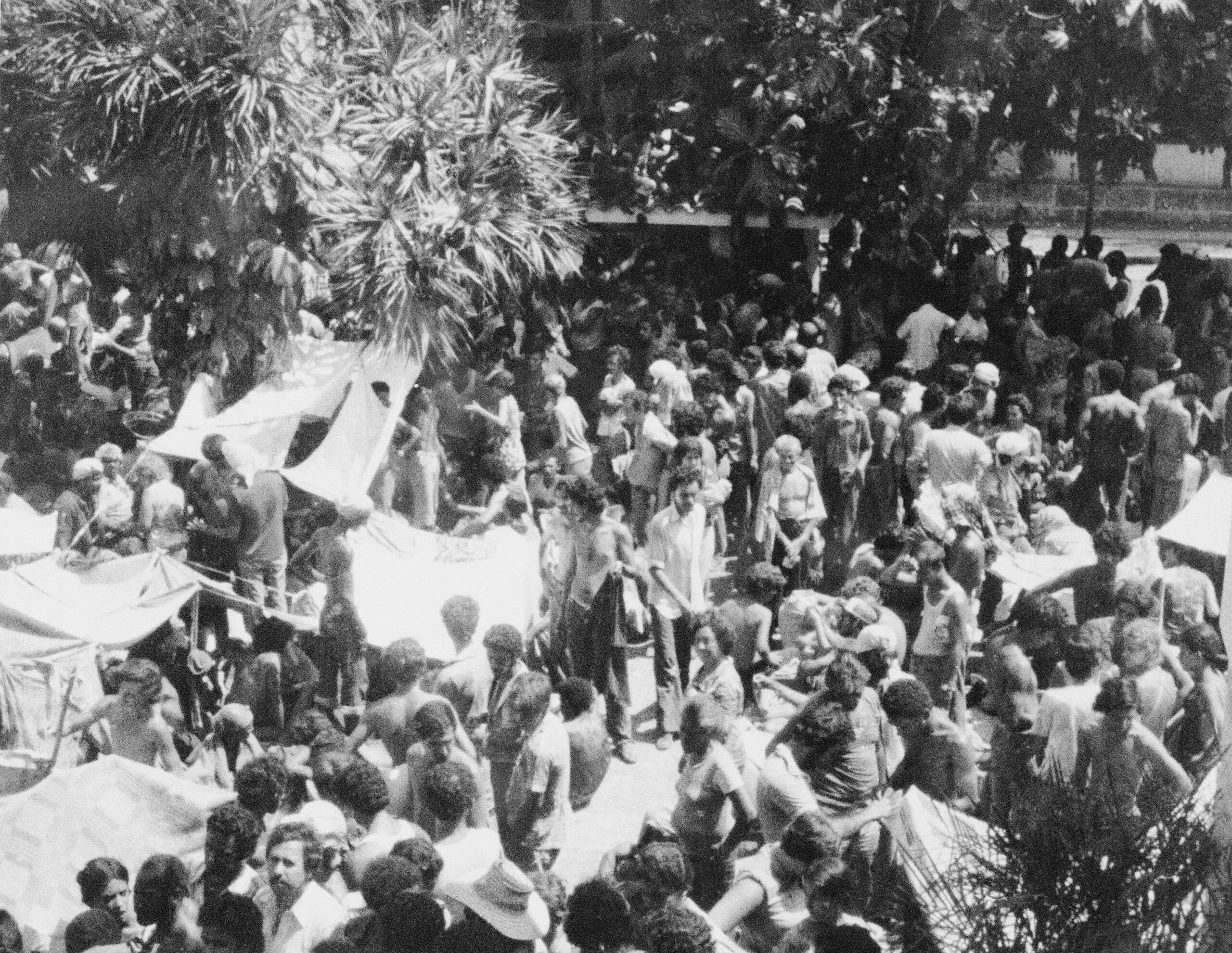 Cuban refugees inside the Peruvian Embassy compound