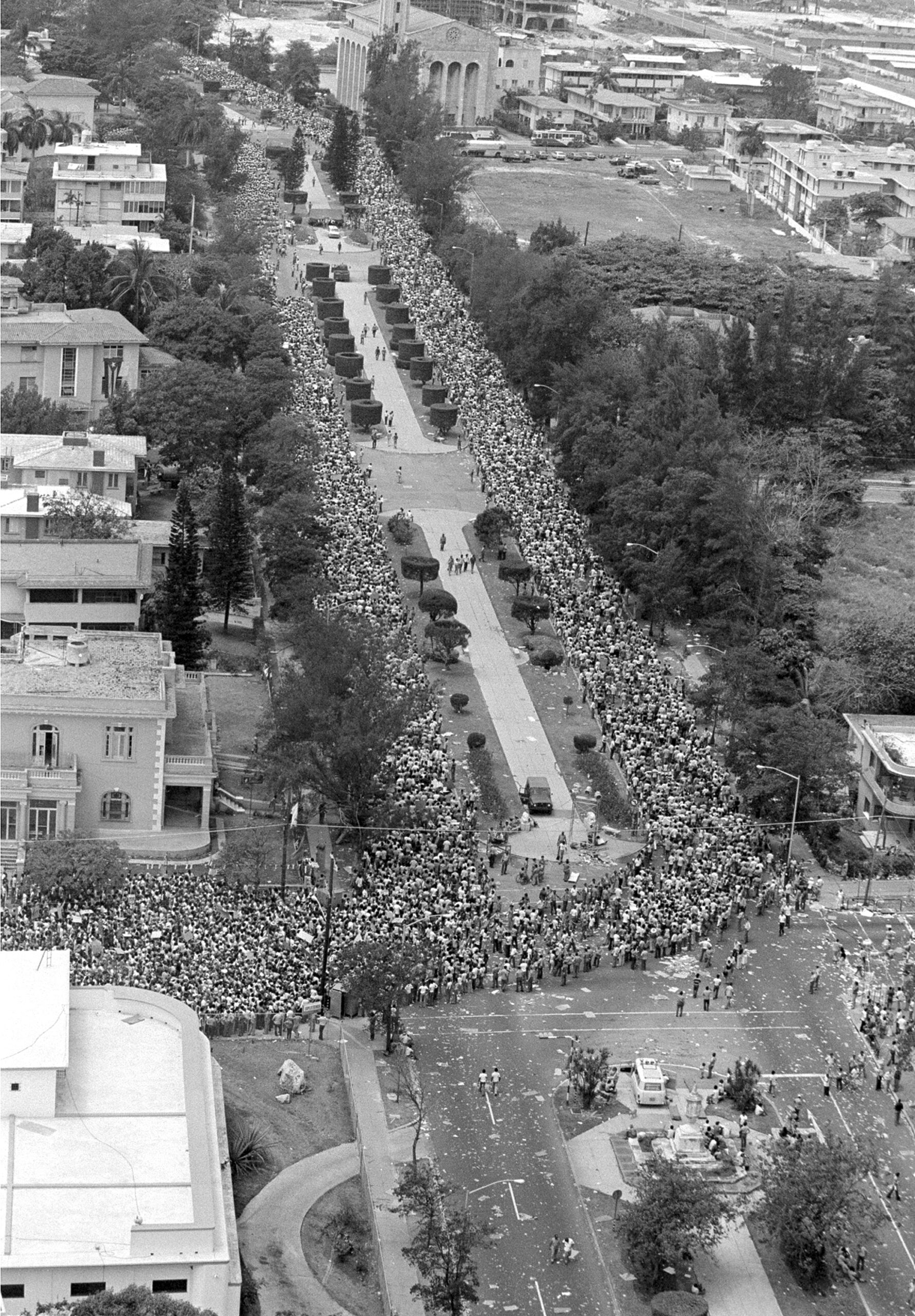 Aerial view shows the massive demonstration held in Havana, Cuba, to show support for the Castro government