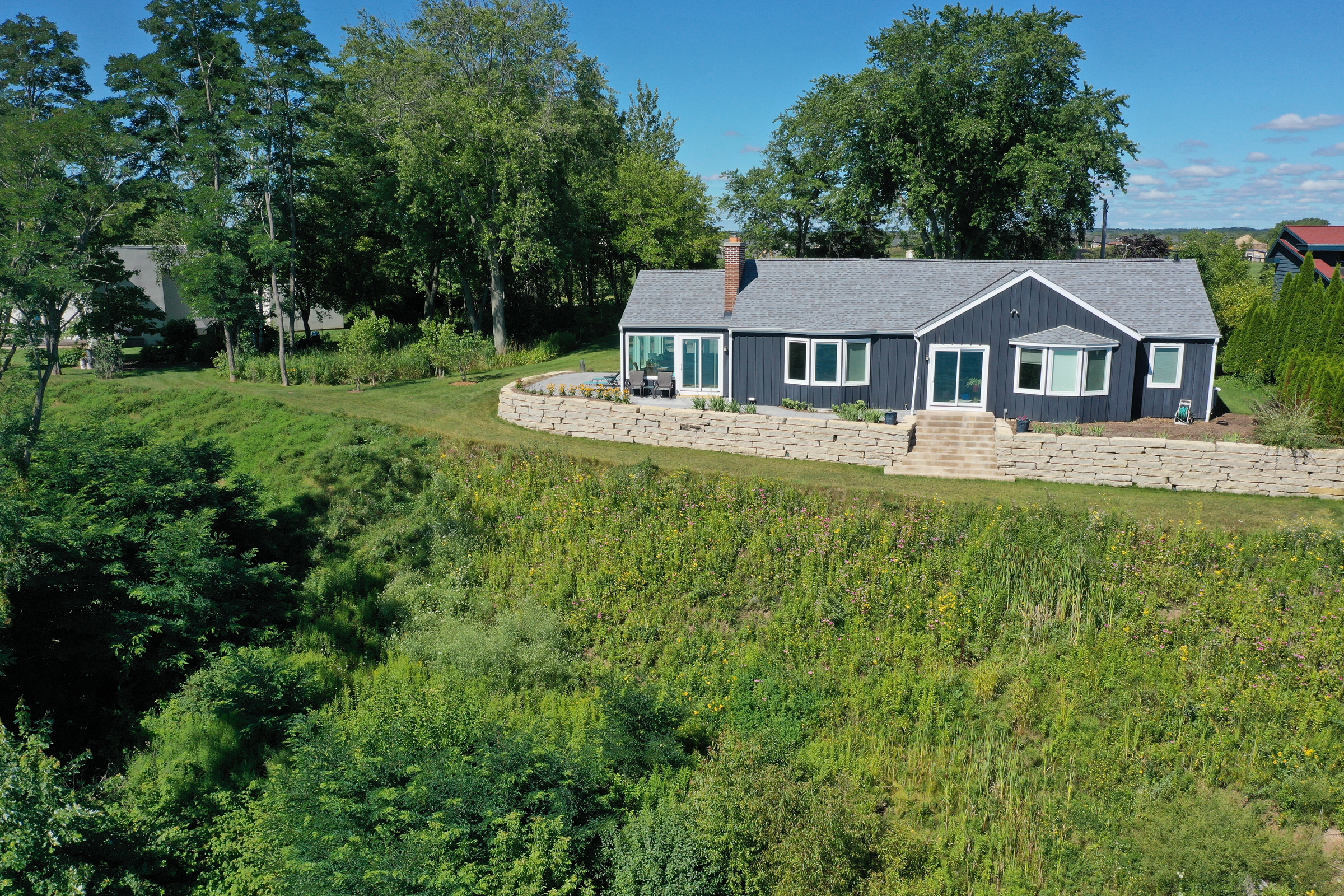 The house belonging to David Spector is seen perched on a 120-foot bluff in Mequon, Wis