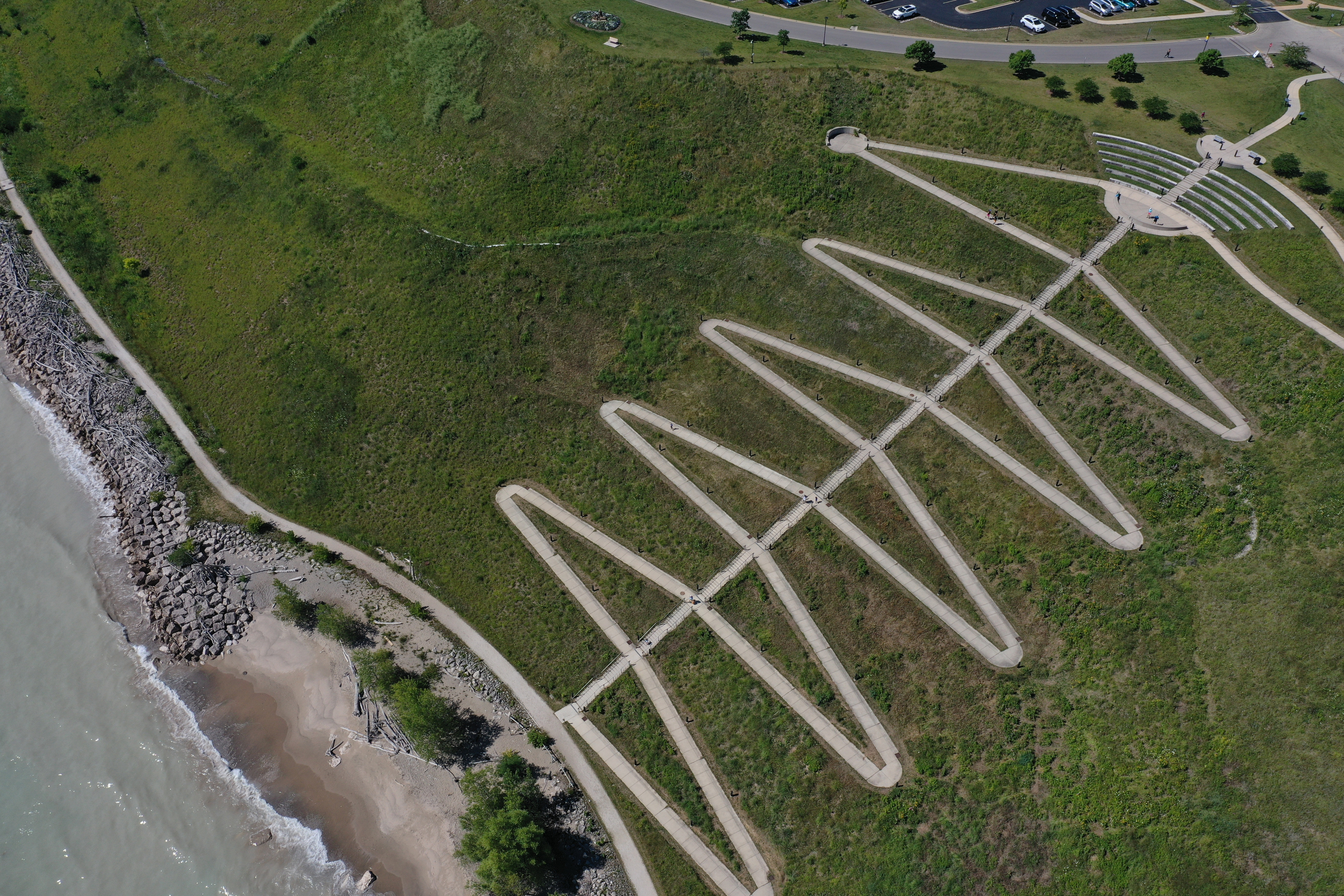 A 130-foot bluff and a 2,700-foot-long rock wall were built to buffer waves at Concordia University