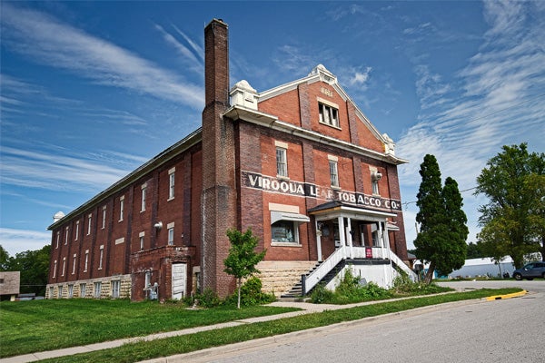 A photograph of Driftless Books and Music, which is an independent bookstore located in the historic Viroqua Tobacco Warehouse in Viroqua, Wisconsin