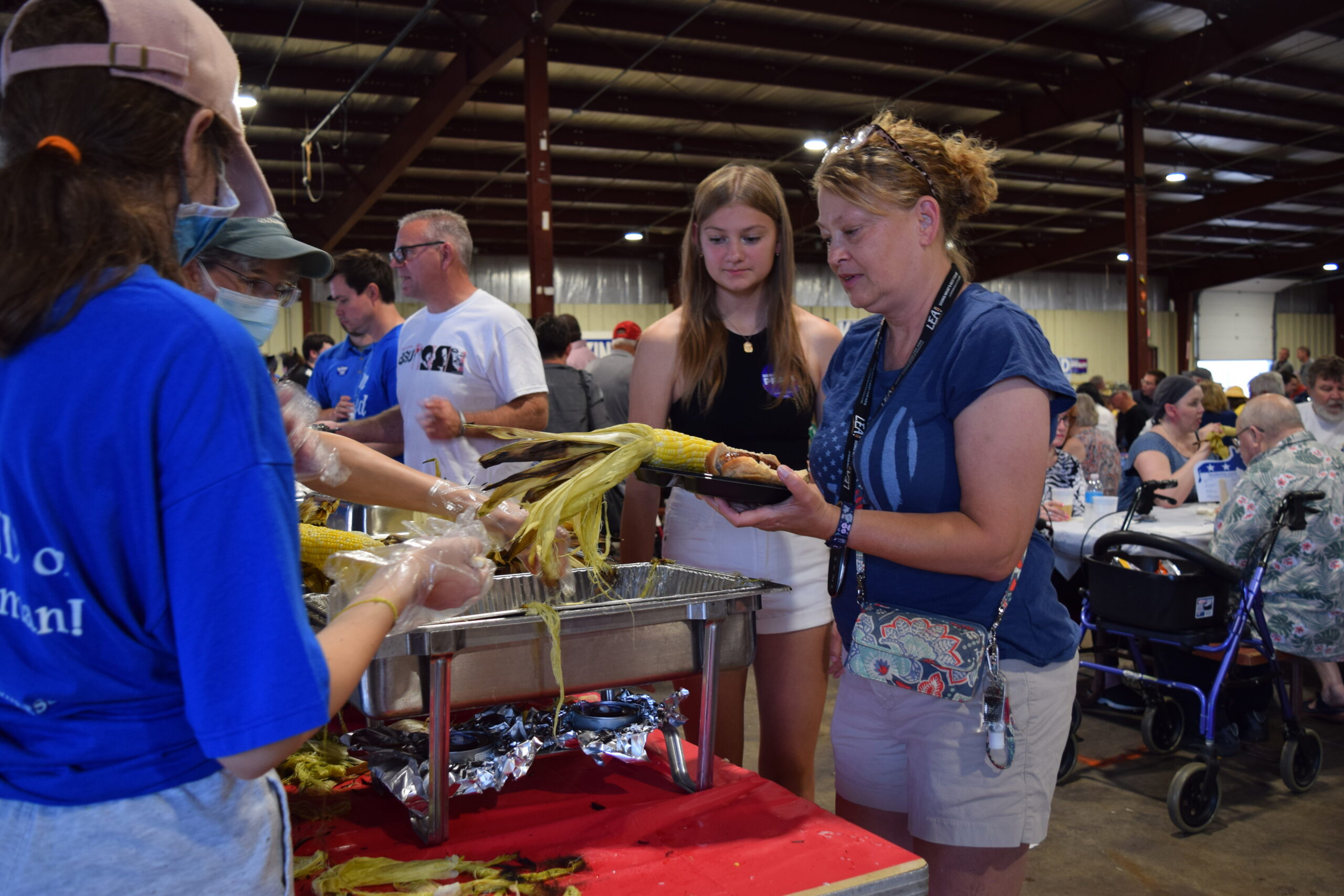 Leisa Fergot gets some corn