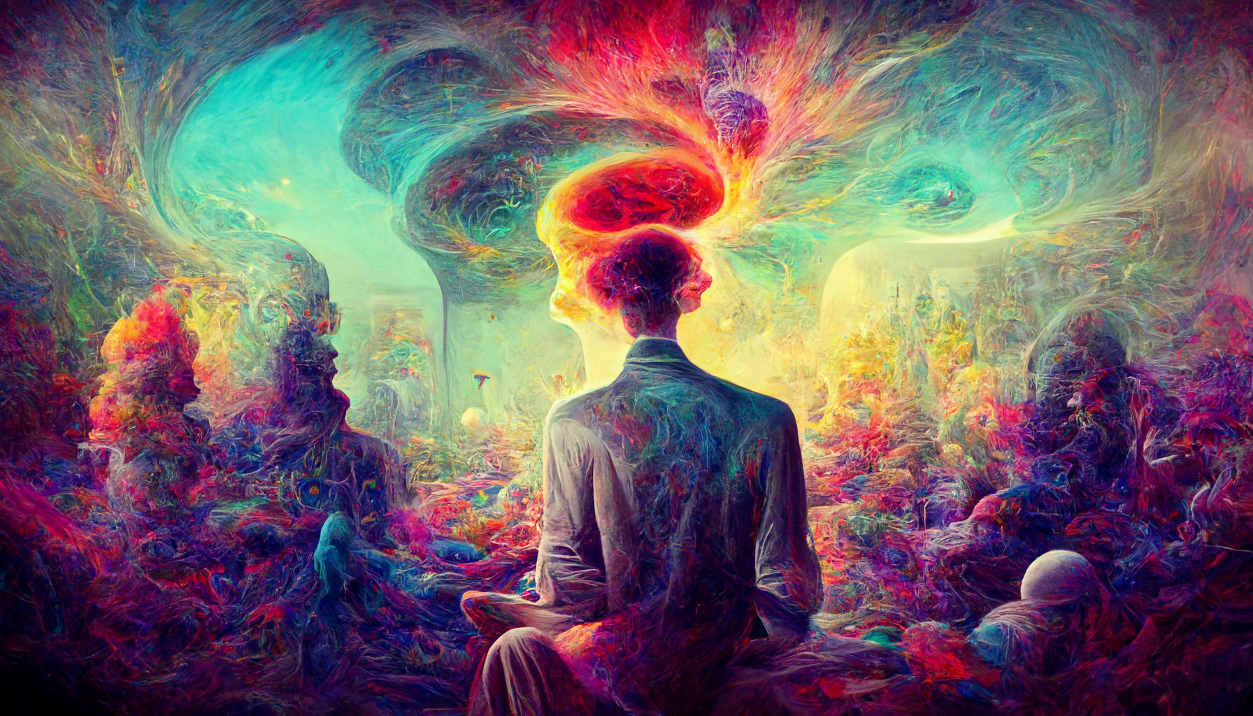 an illustration of a man having his mind expanded by psychedelics