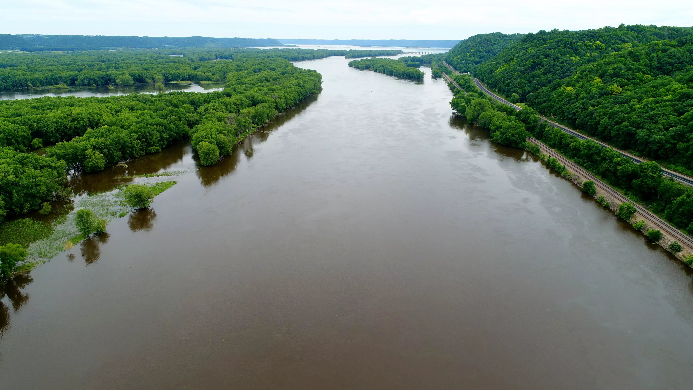 The Mississippi River flows through Prairie du Chien, Wisconsin