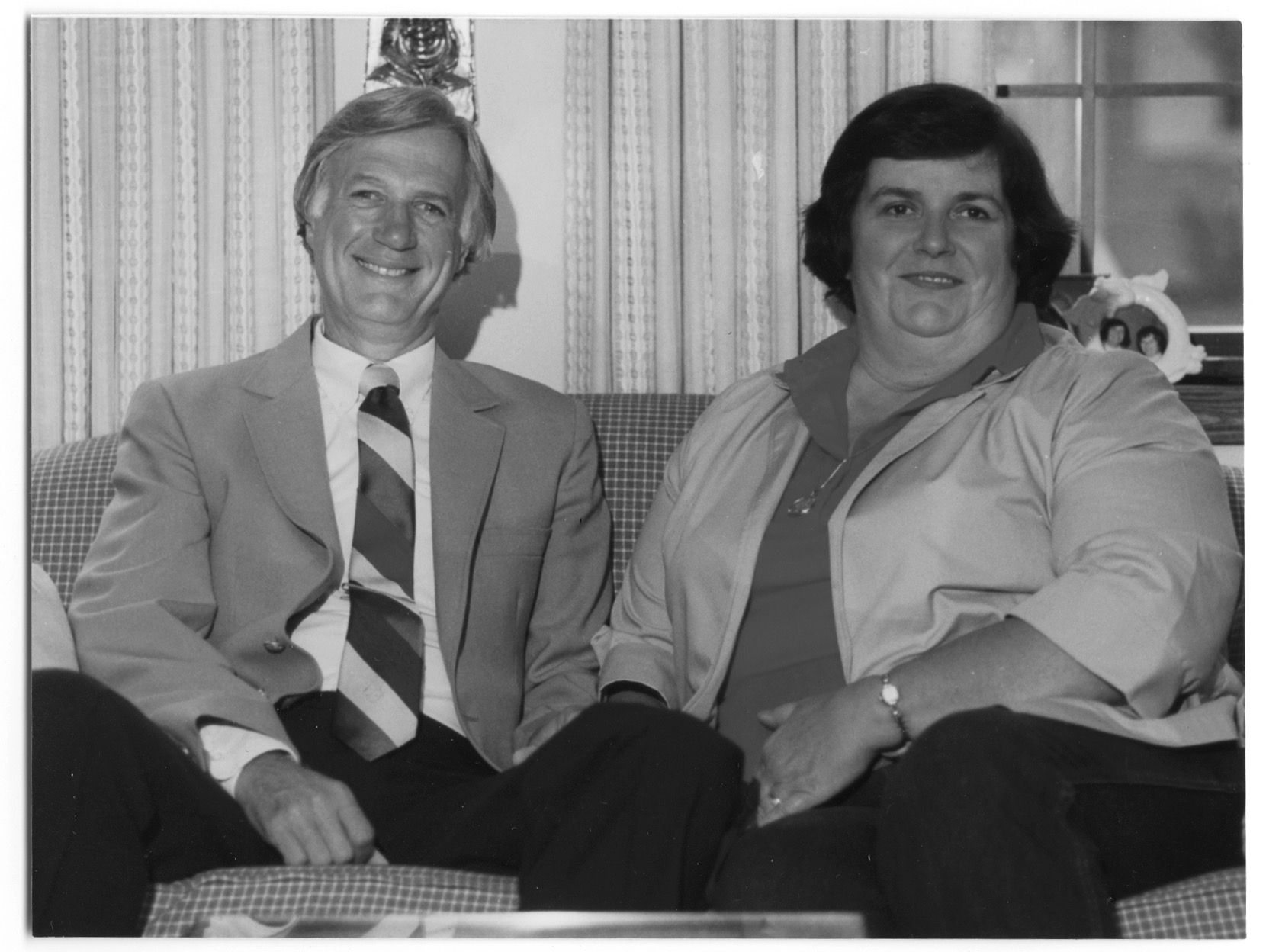 A black and white photograph of Roger and Annette Brandstetter