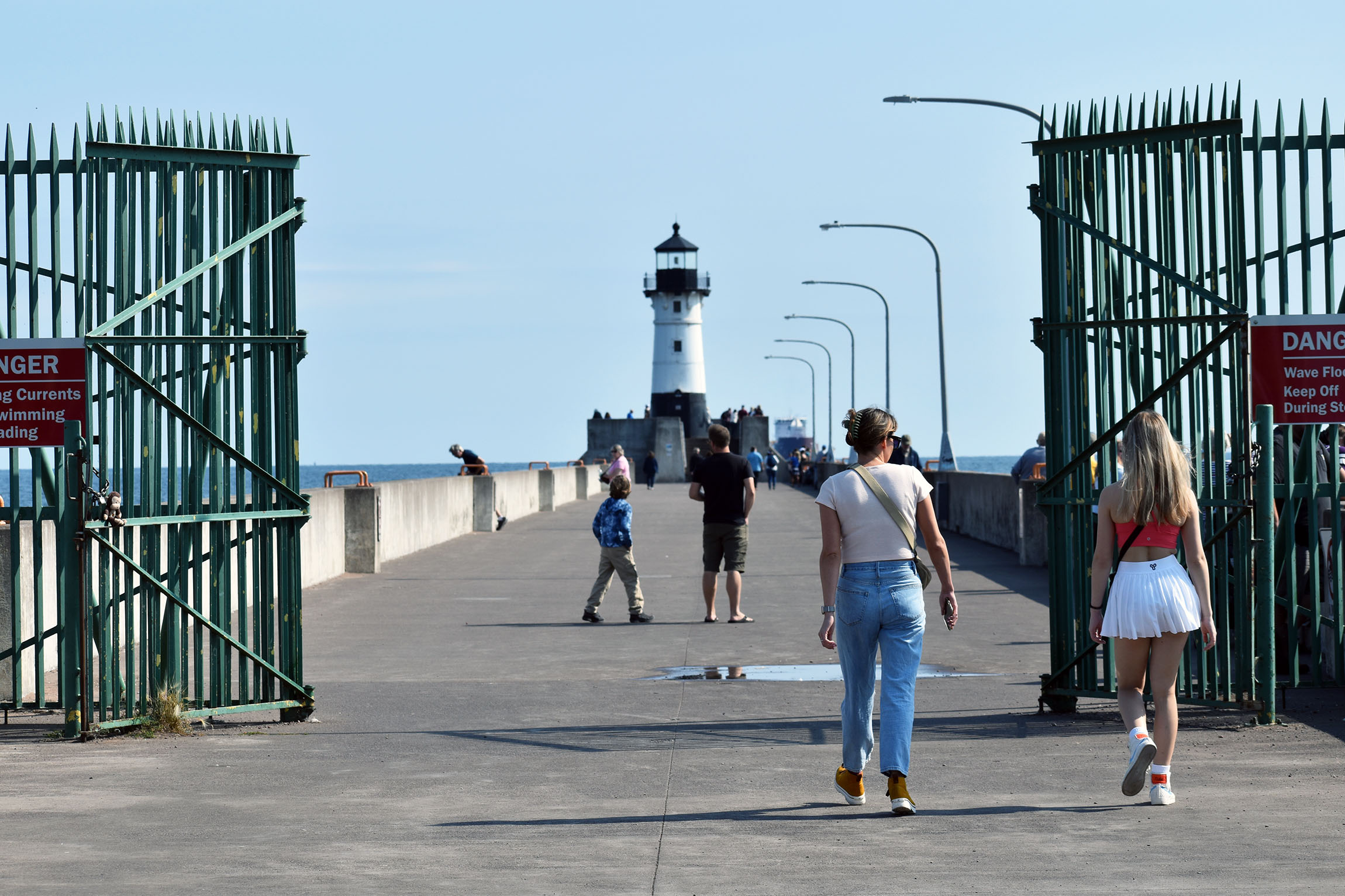 People milling about in Canal Park