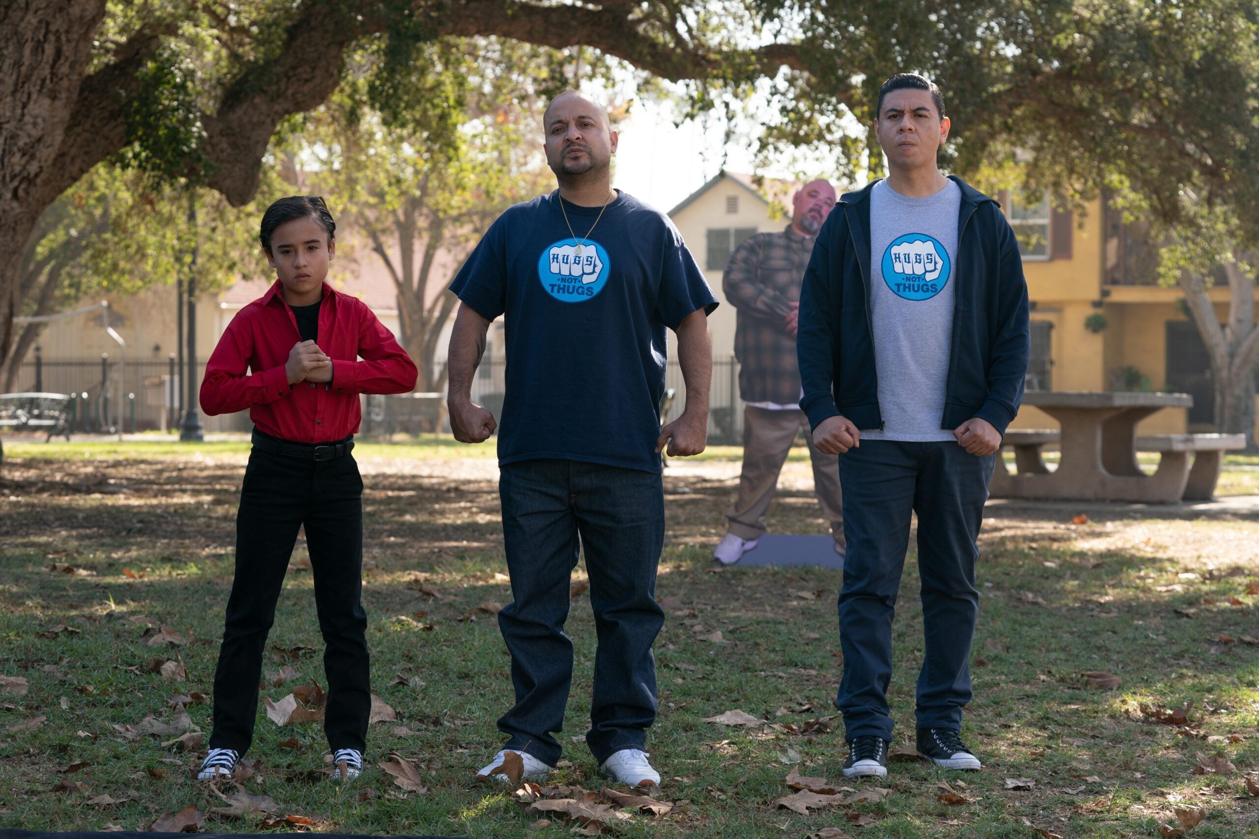 (L to R) Junior (Kayden Franco), Luis (Frankie QuiƱones), Julio (Chris Estrado) in scene from "Putazos" episode of "This Fool"