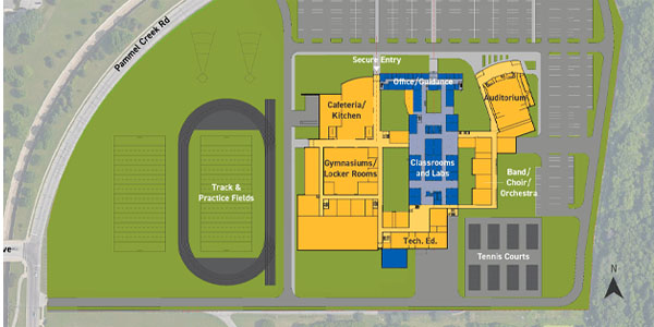 An artist’s rendering of a conceptual design for the new school to be built on the former Trane Company corporate headquarters in south La Crosse. Courtesy: La Crosse School District