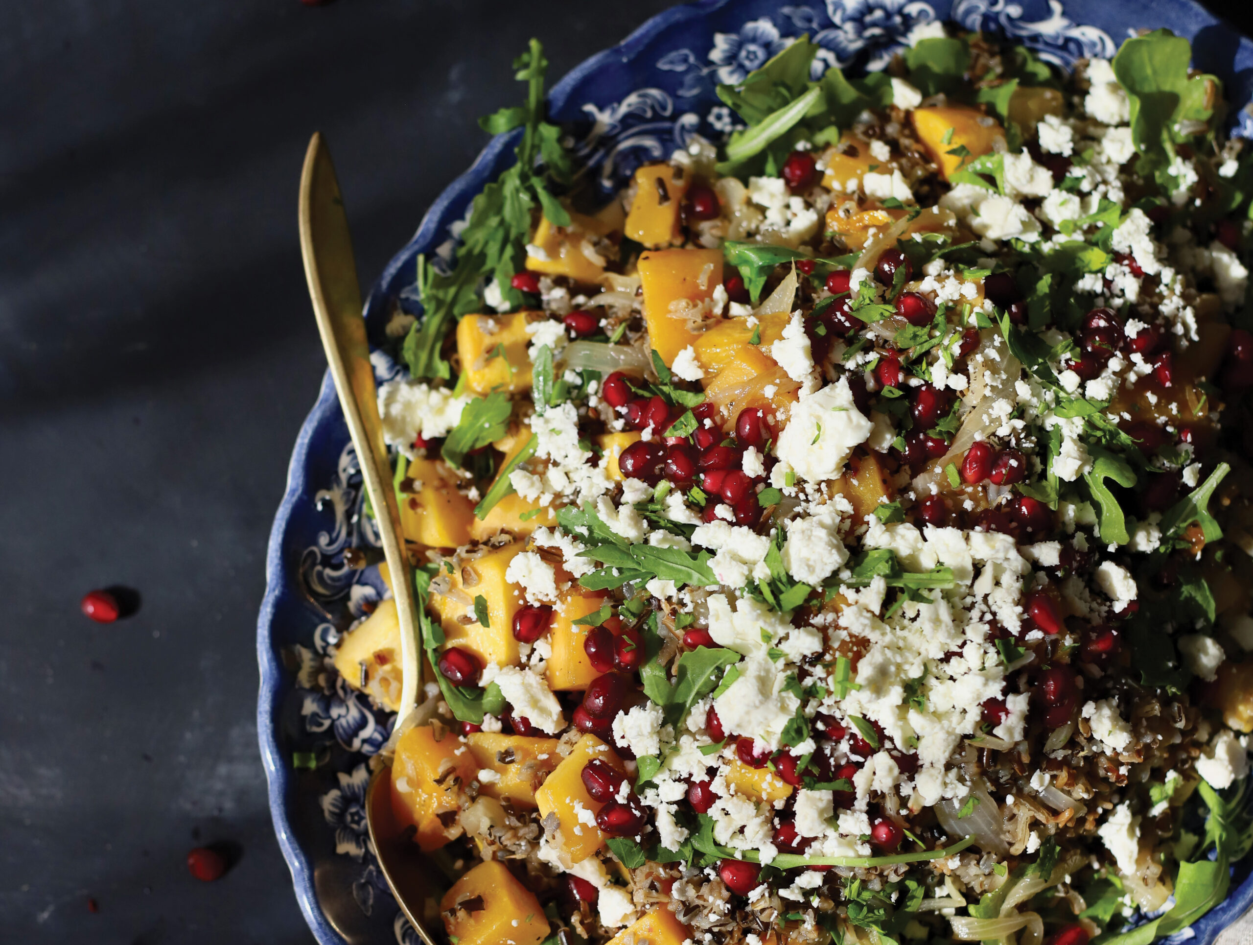 Recipe for Wild Rice Salad with Butternut Squash & Pomegranates