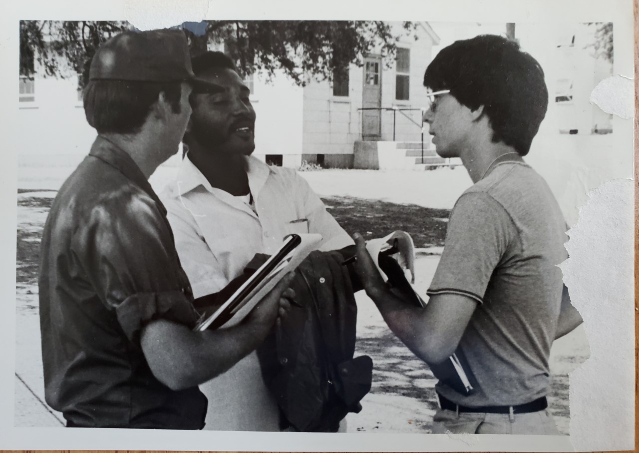 Will Ferguson with two Cuban refugees at Fort McCoy