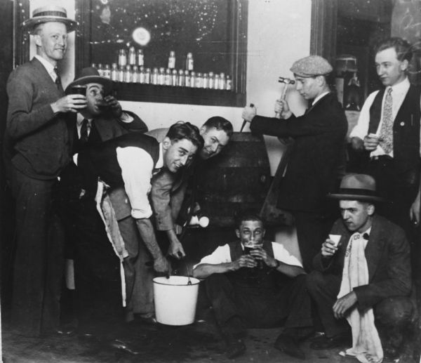 A keg of prohibition-era beer in the darkroom of a Milwaukee newsroom