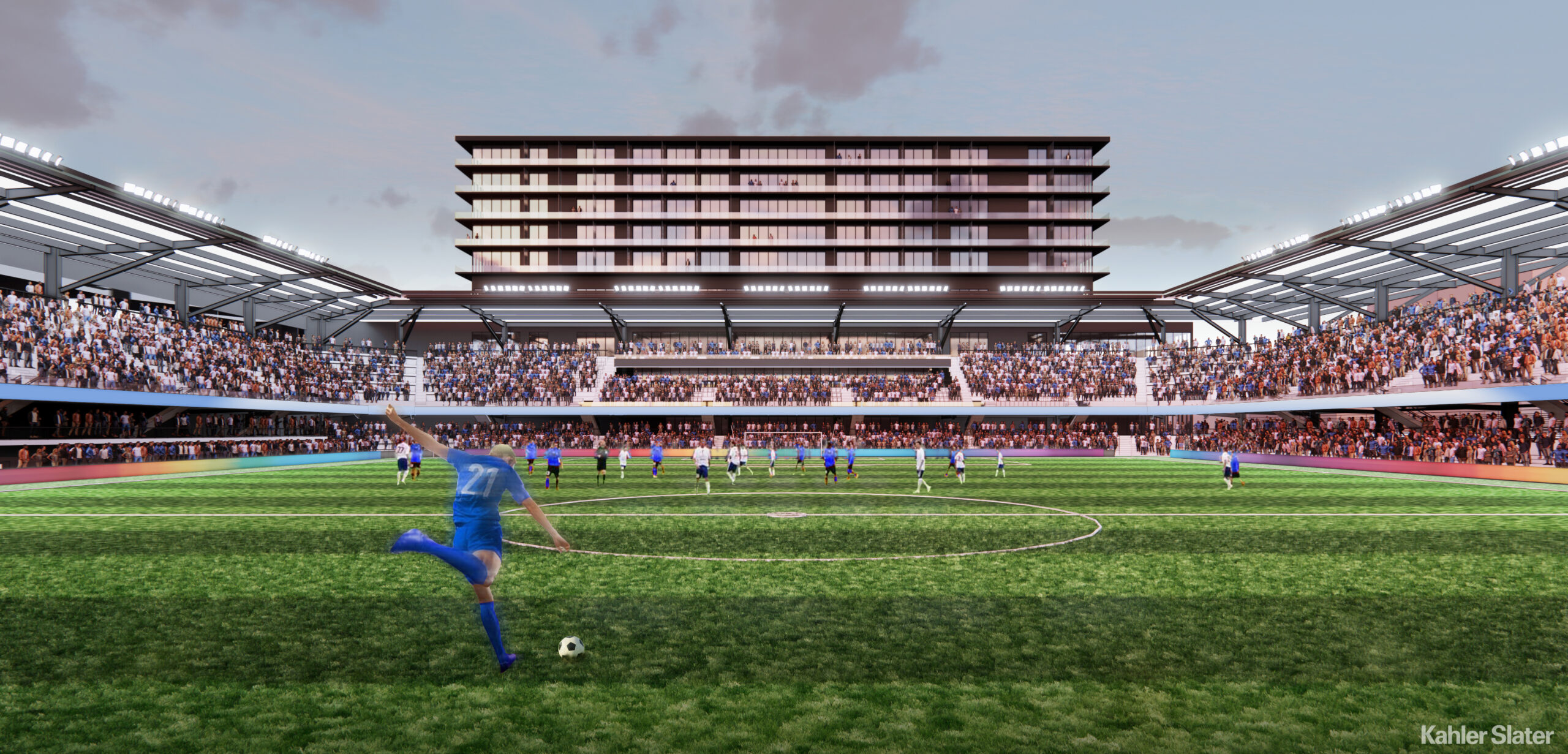 A draft of the Milwaukee Pro Soccer stadium