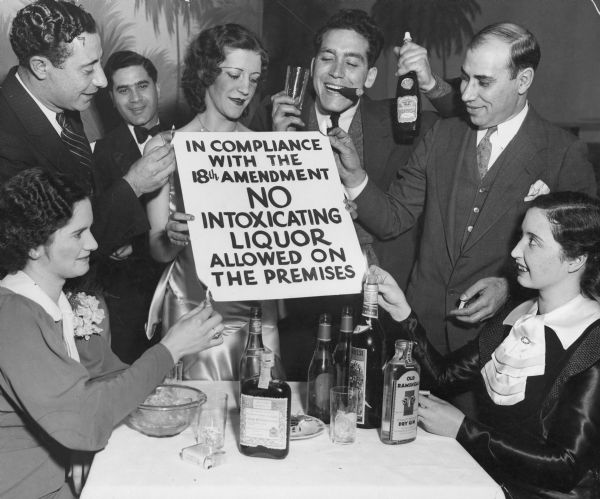 Revelers celebrating the end of prohibition