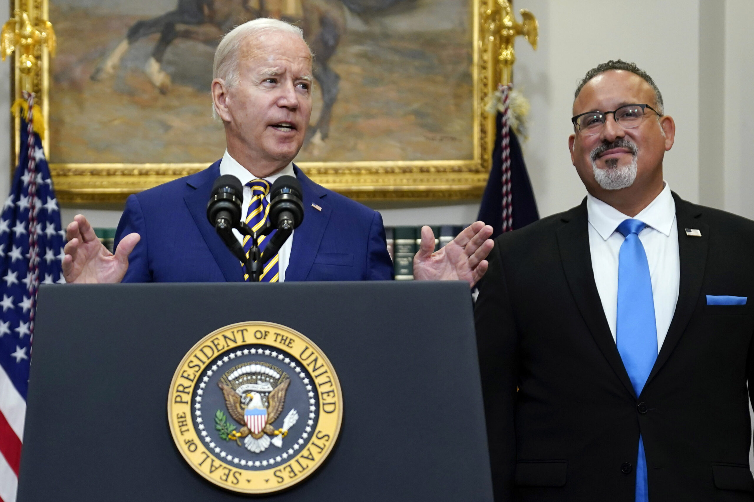 President Joe Biden speaks about student loan debt forgiveness