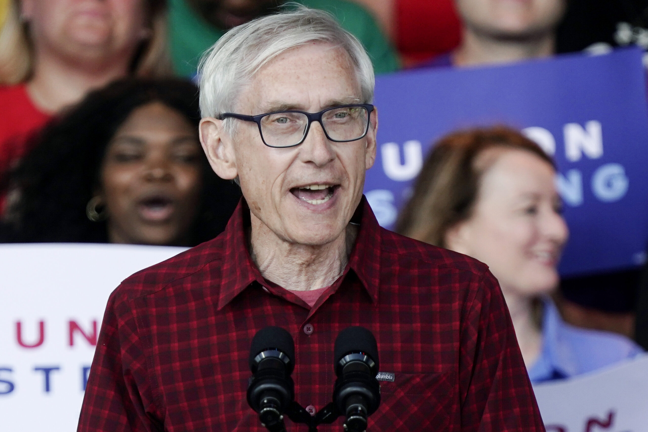 Wisconsin Gov. Tony Evers speaks during an event.