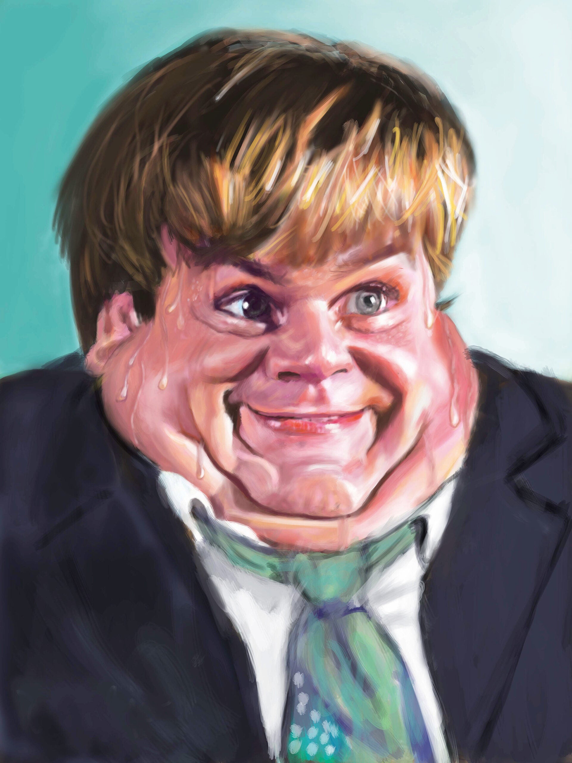 Kevin Nealon's caricature of Chris Farley