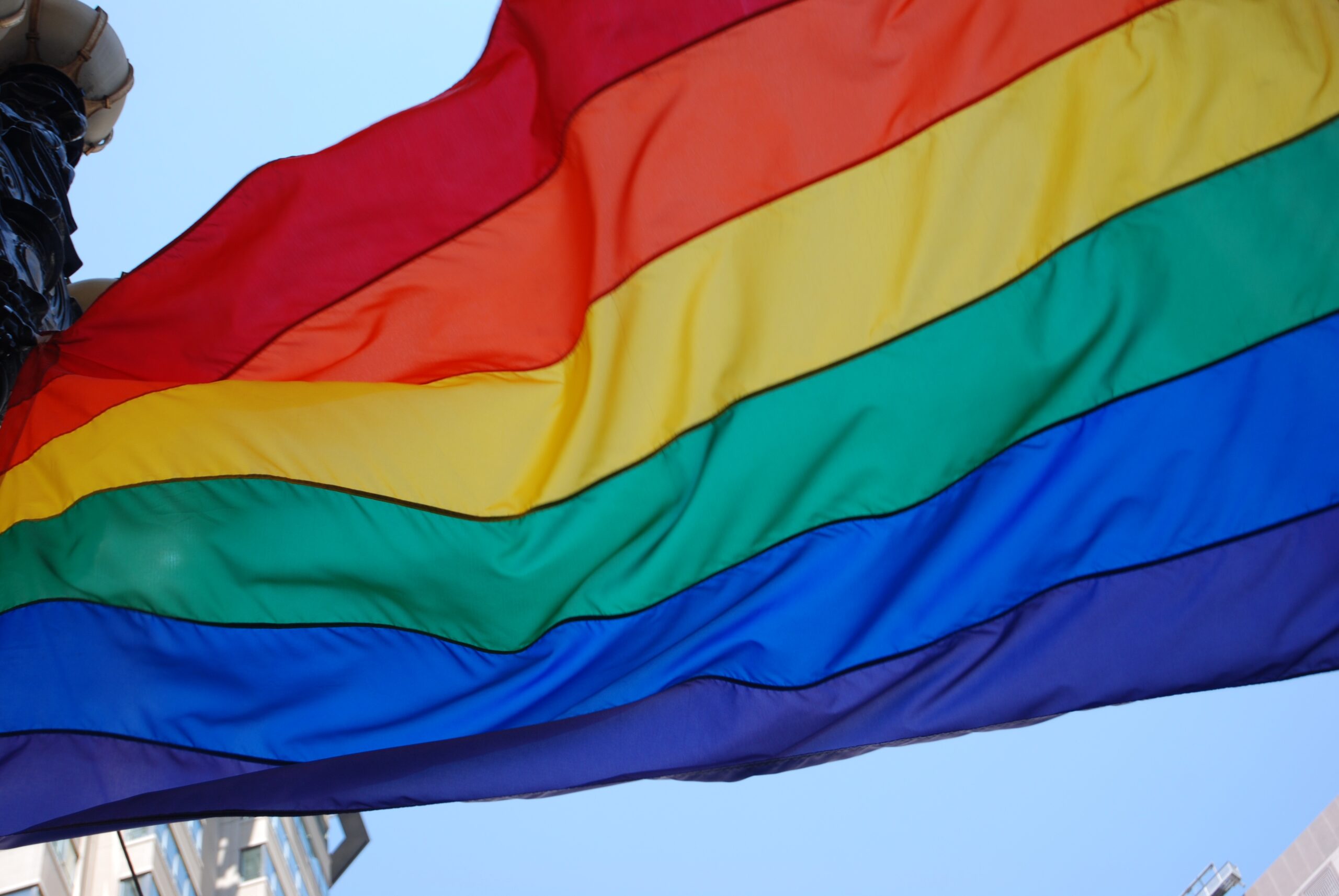 LGBTQ flag blows in the wind