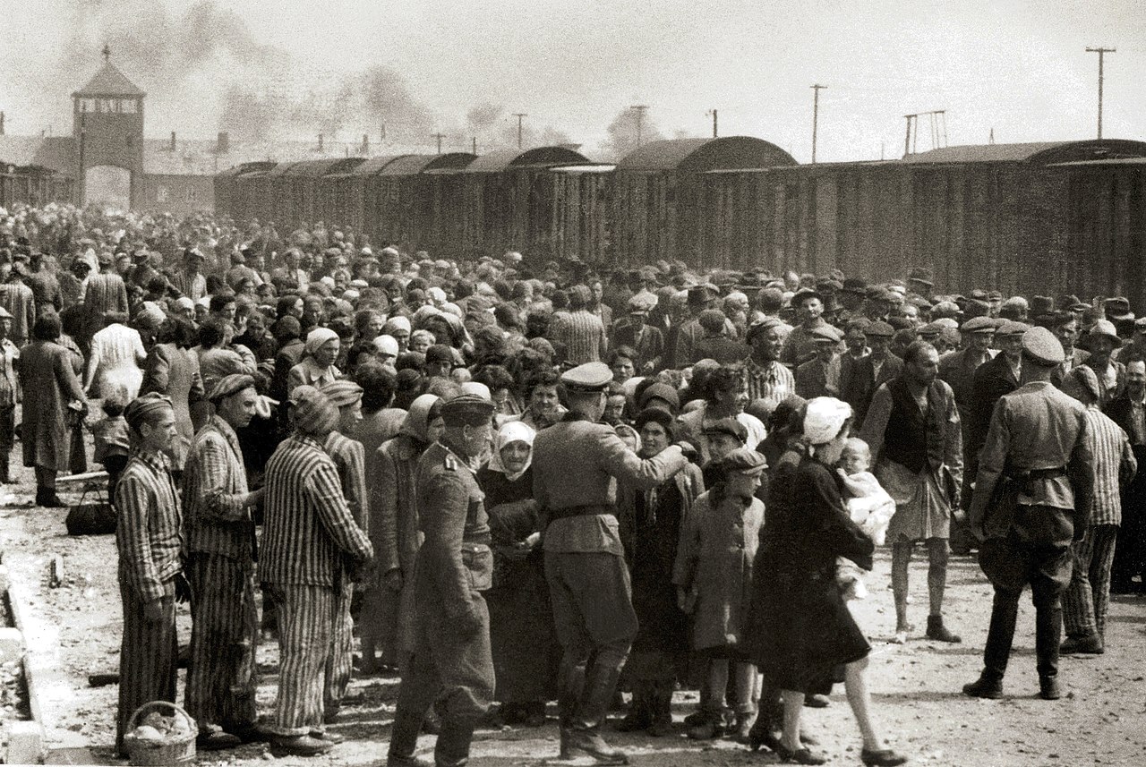 Selection of Hungarian Jews on the ramp at Auschwitz II-Birkenau